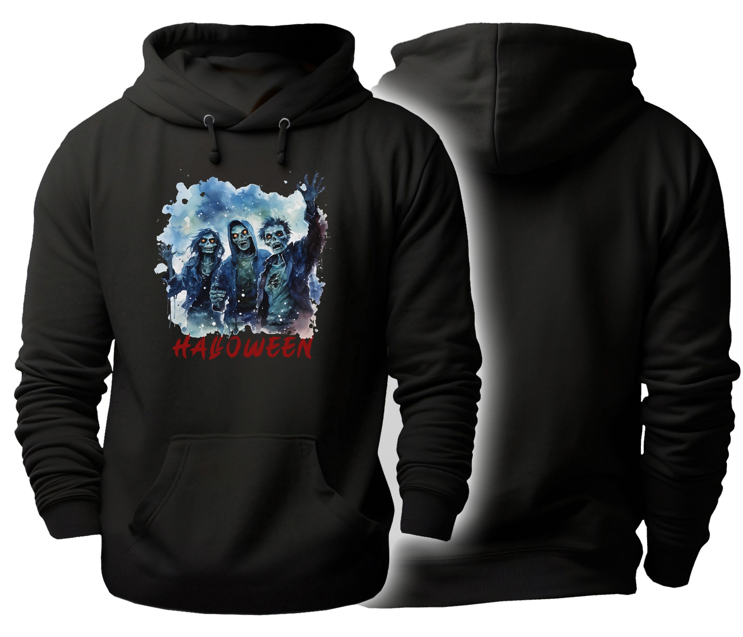 MyDesign24 Hoodie Halloween Kapuzen Pulli - coole Zombies Herren und Damen Kapuzensweater - Halloween Hoodie i459