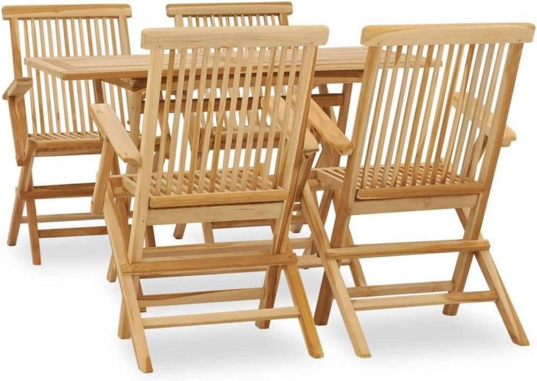 LuxusKollektion Sitzgruppe Teak Massiv Gartengarnitur 5-TLG. Gartenmöbel Set