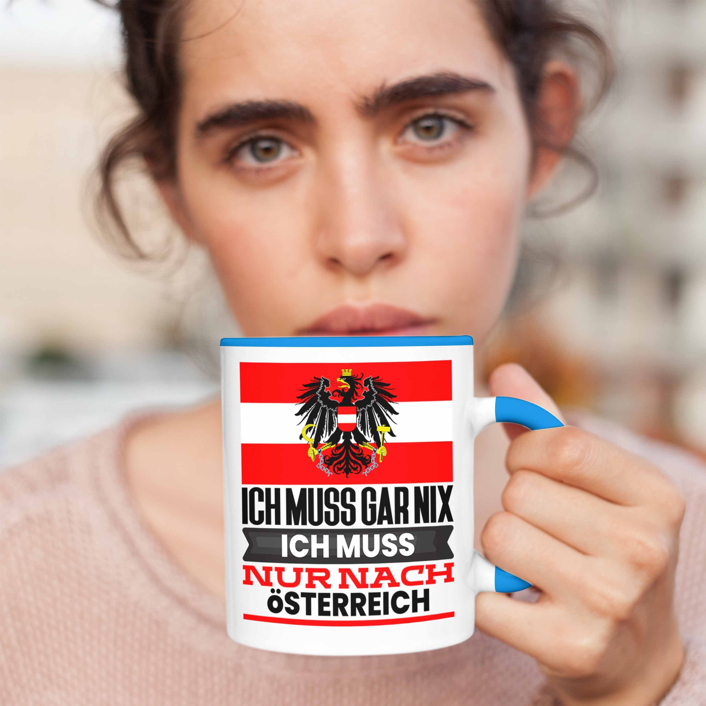 Urlaub Geschenk Tasse Blau Österreicher für Trendation Tasse Geburtstag Österreich Geschenki