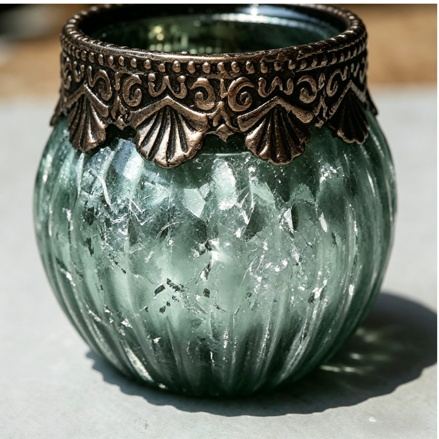 Super Solu Teelichthalter Kerzenhalter Windlicht Orientalisch Vintage /Glas für Deko & Kerzen (Set, 3 St., 3er), Grün, aus Metall und Glas, 6,6 × 6,6 × 5,5 cm