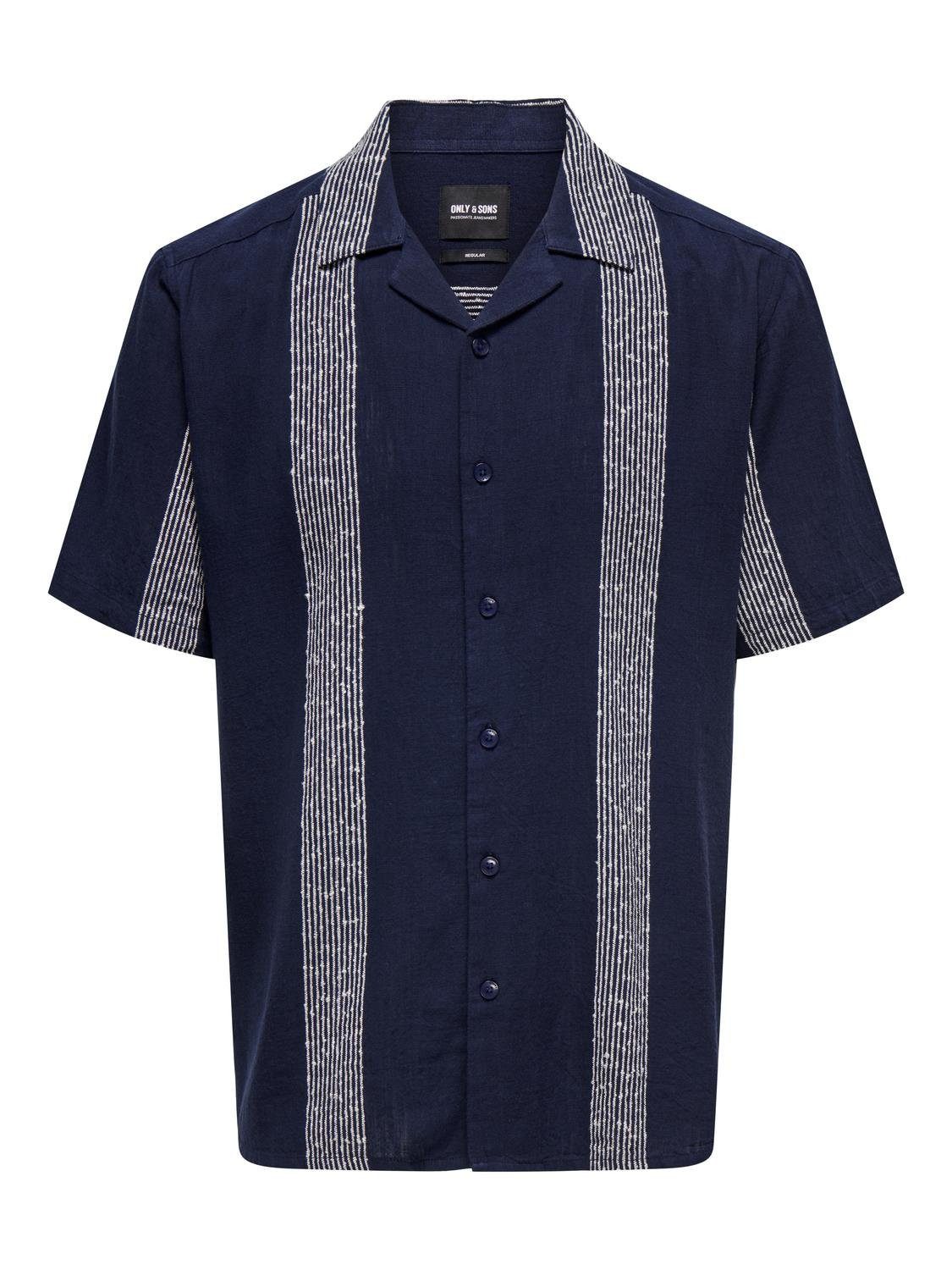 ONLY & SONS Kurzarmhemd Kurzarm Resort-Kragen Knopfleiste lockeres Oberteil ONSAVI REG SS BOUCLE STRPE RESORT SHIRT