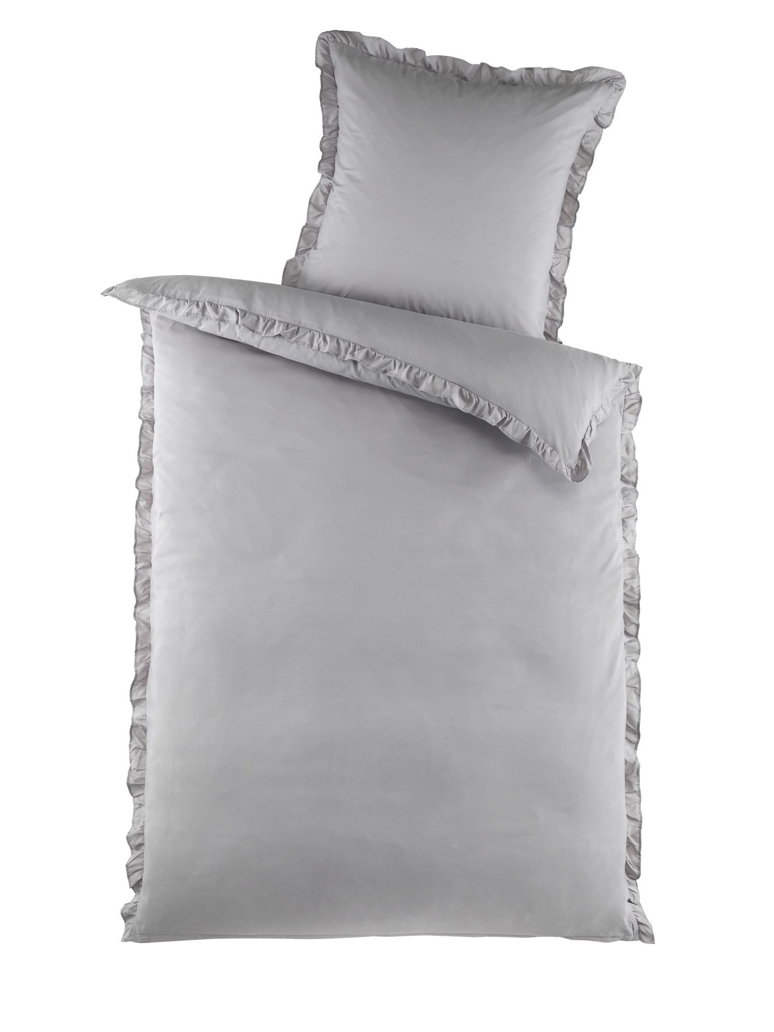 stofftraum Bettwäsche Set Mikrofaser 135x200 Design pure romantic Taubengrau, Mikrofaser, 2 teilig, Sommer Geschenke Idee Frauen Männer weich sale Reißverschluss Partner