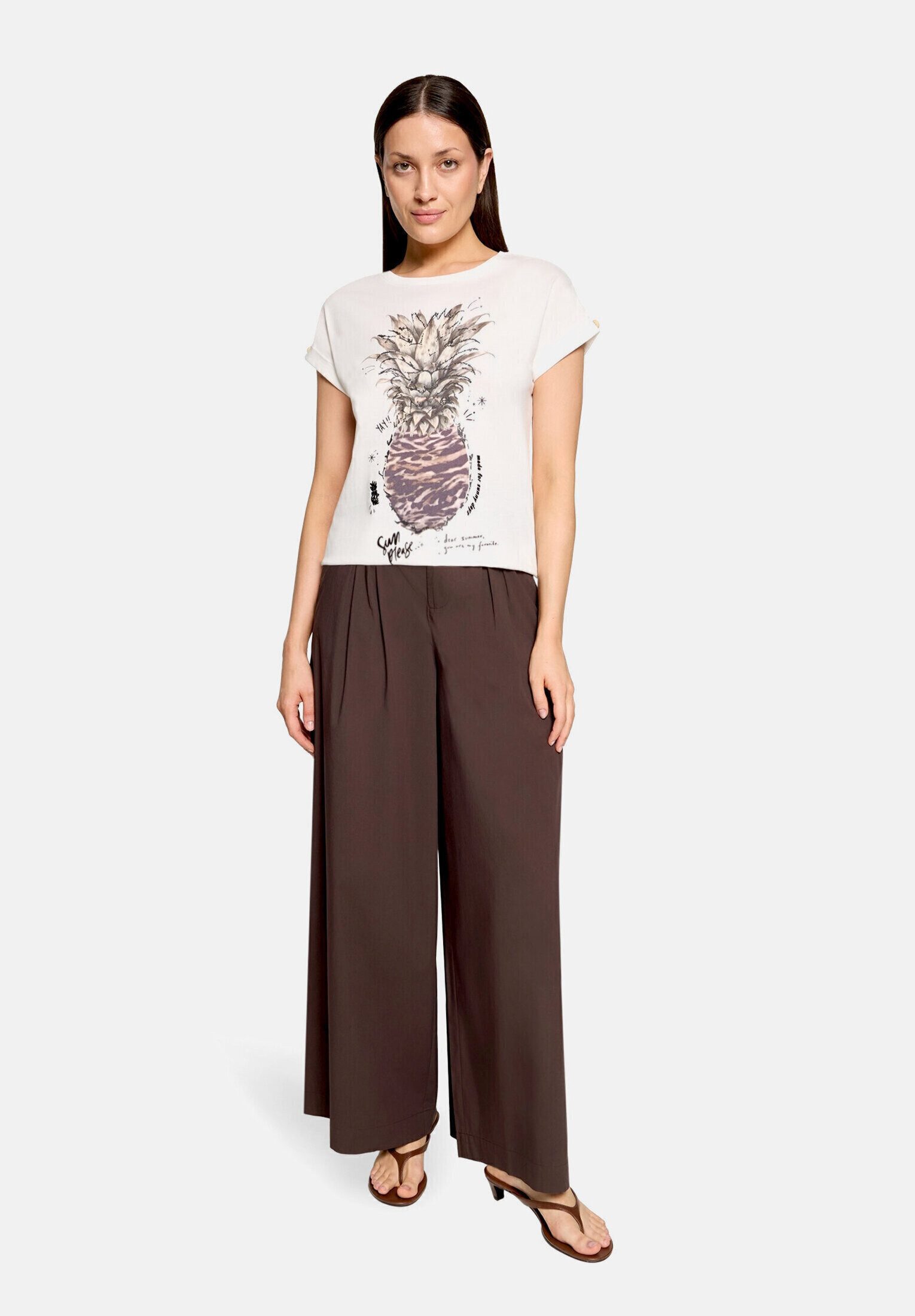 Cartoon Kurzarmshirt Damen mit Ärmelaufschlag (1-tlg)