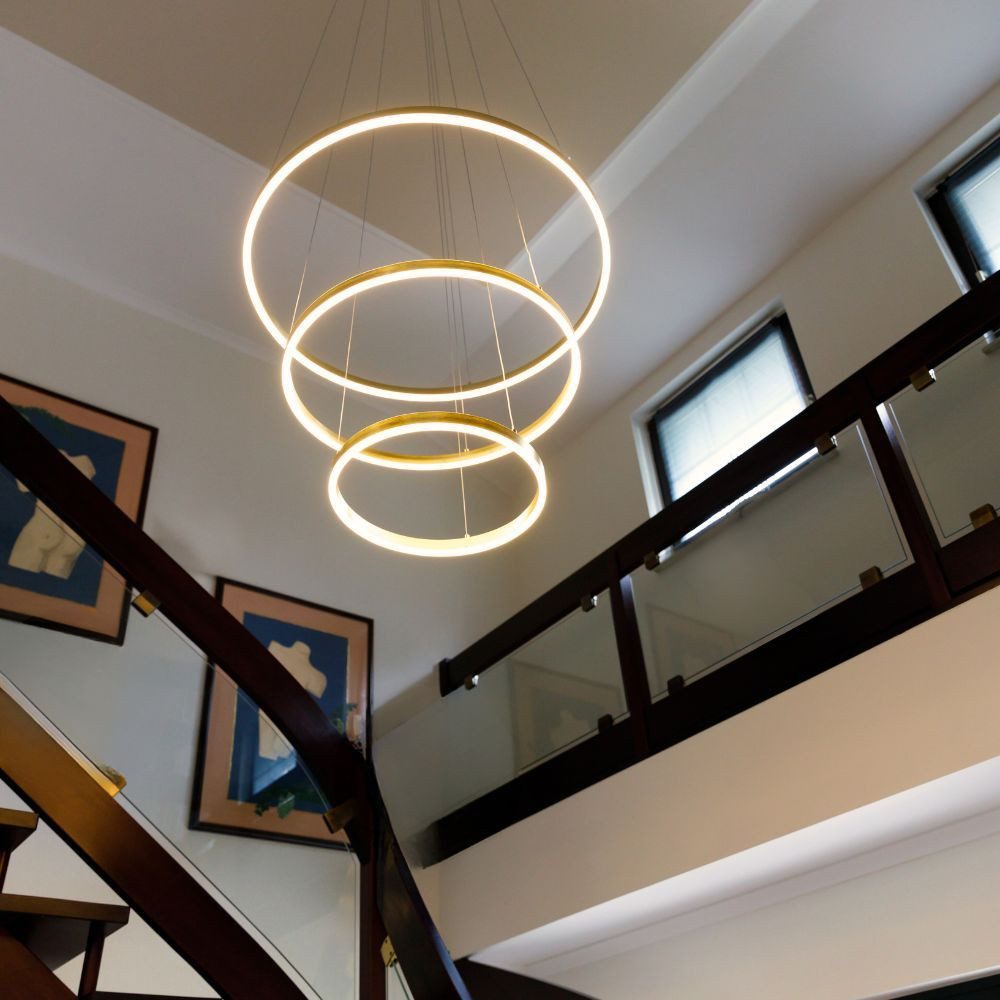 s.luce Pendelleuchte LED 3er-Ring Hängeleuchten Kombination Zentrisch Schwarz, Warmweiß