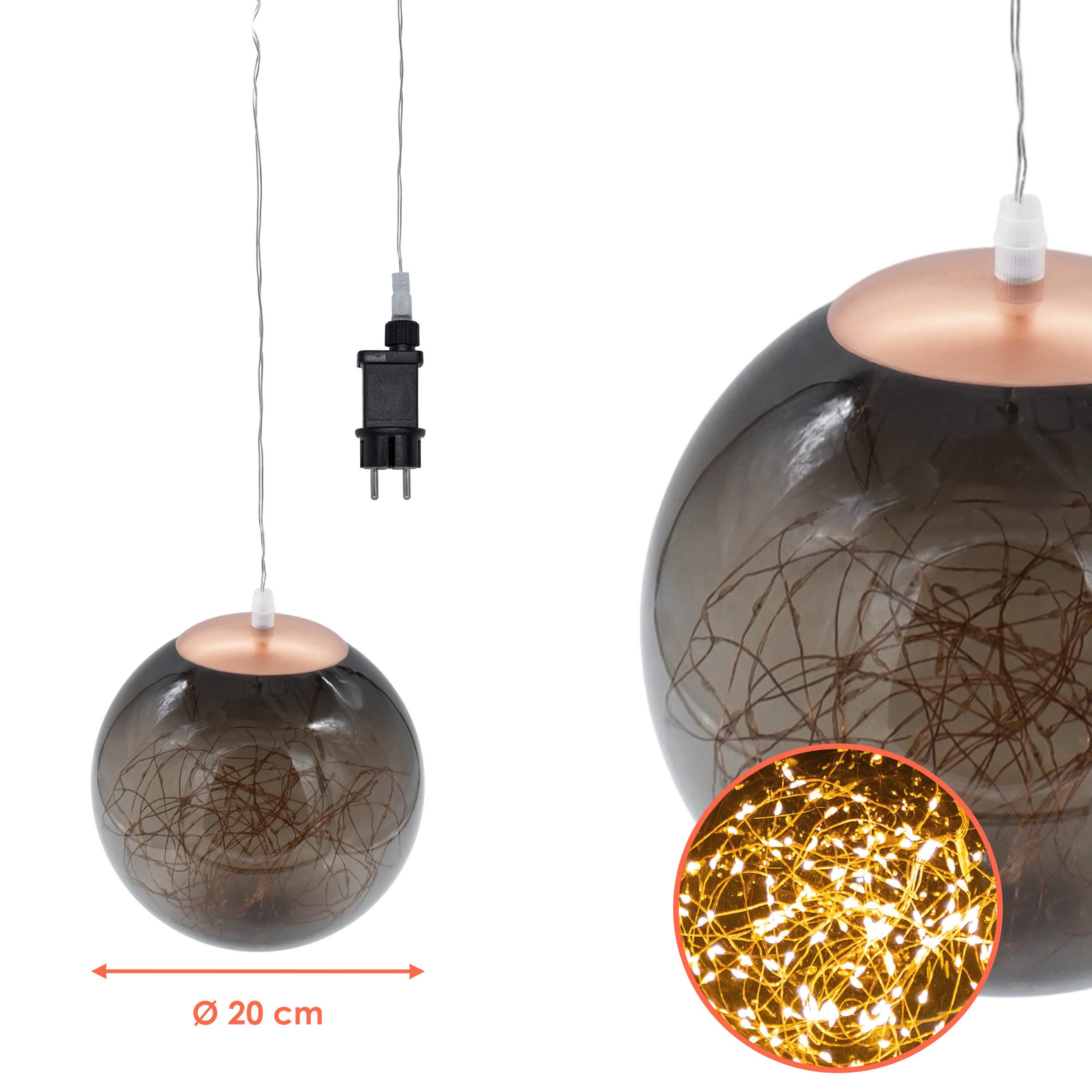 Spetebo LED-Dekofigur Weihnachtskugel in bronze zum Hängen für Außen mit 80 günstig online kaufen