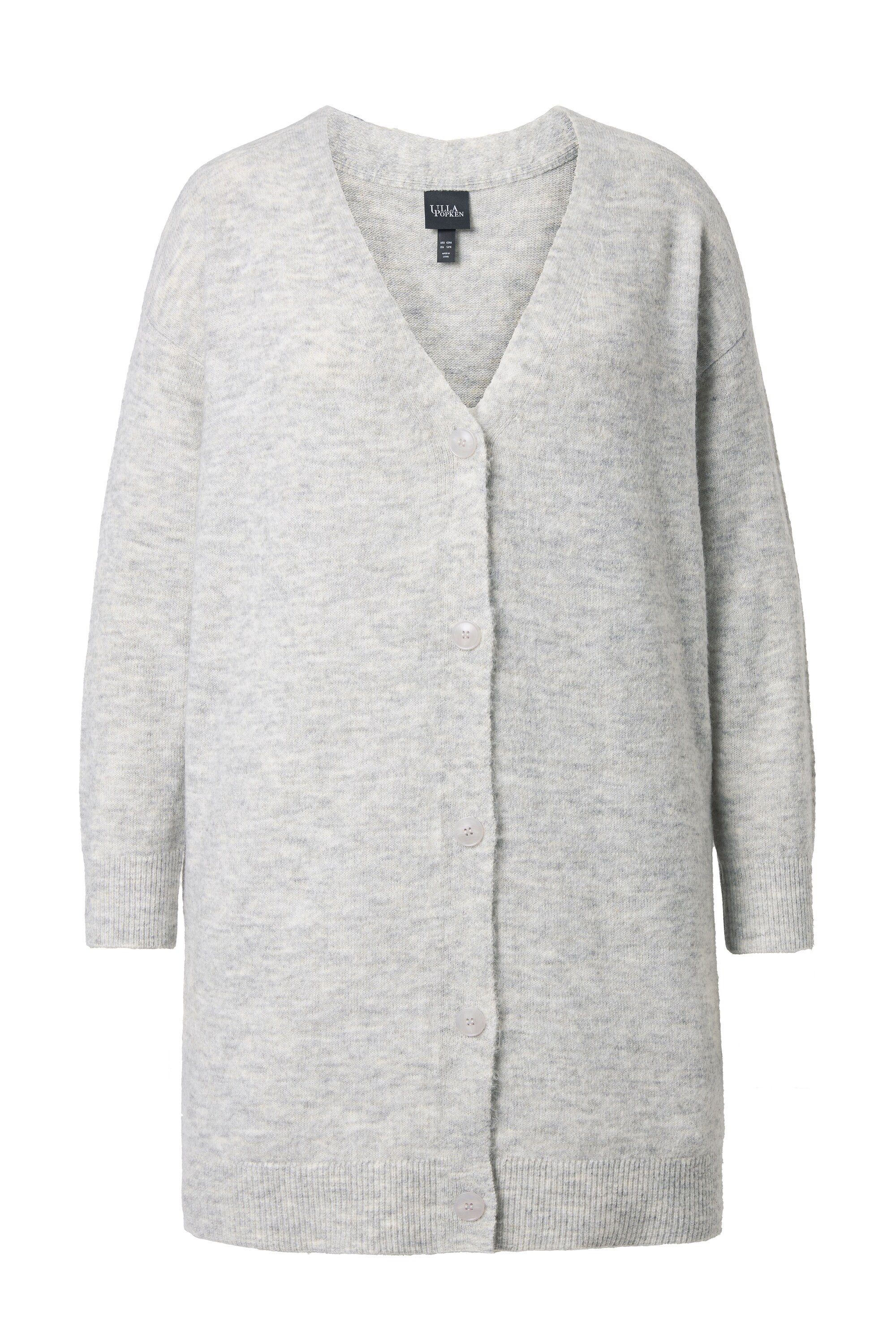 Ulla Popken Strickjacke Strickjacke Boxy Fit V-Ausschnitt Knopfleiste