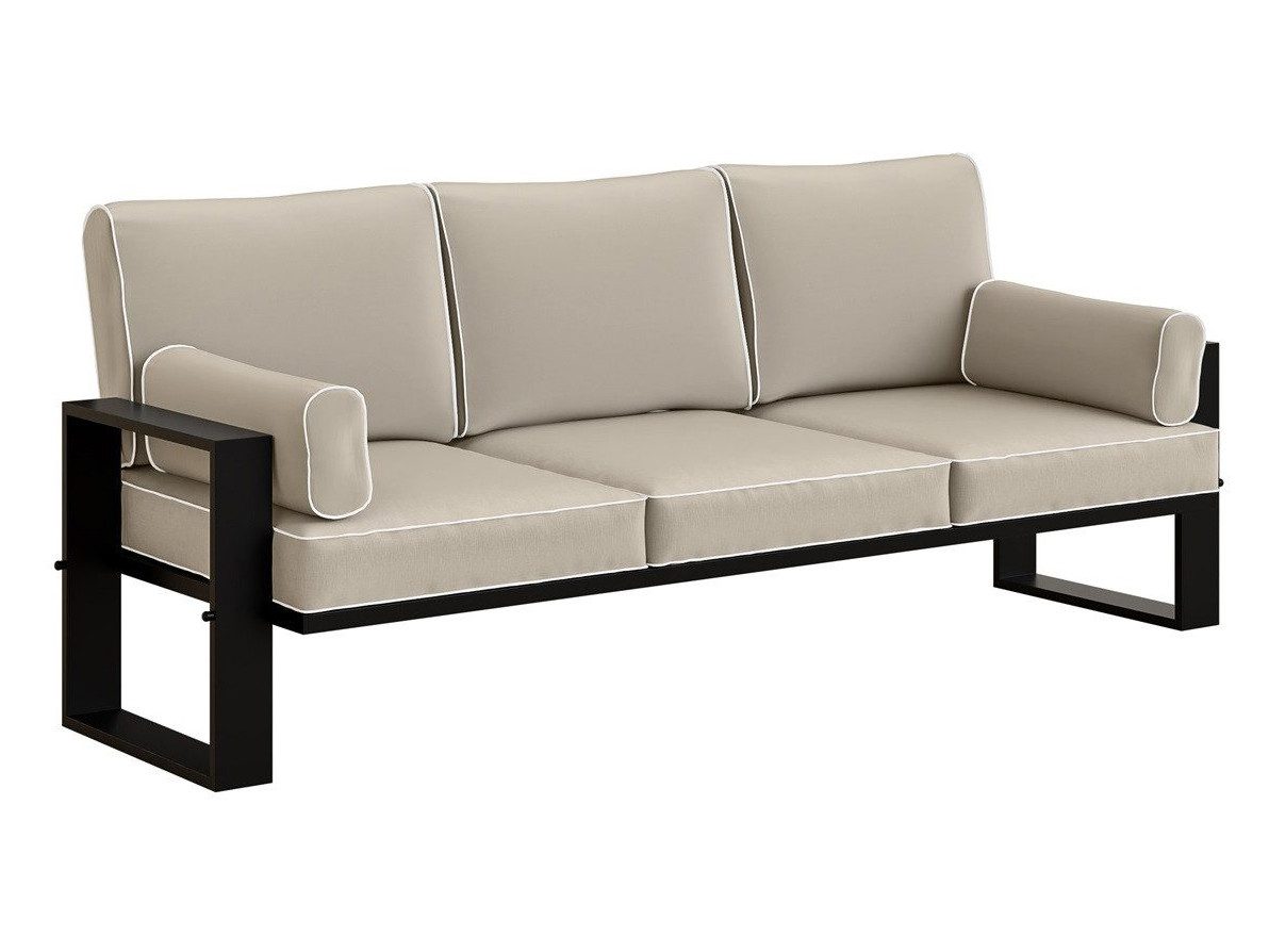 Beautysofa Gartensofa VERDINO - 3sitzer Sofa, Outdoor-Sofa mit Edelstahlrahmen, wasserdichtem Stoff & hohem Sitzkomfort