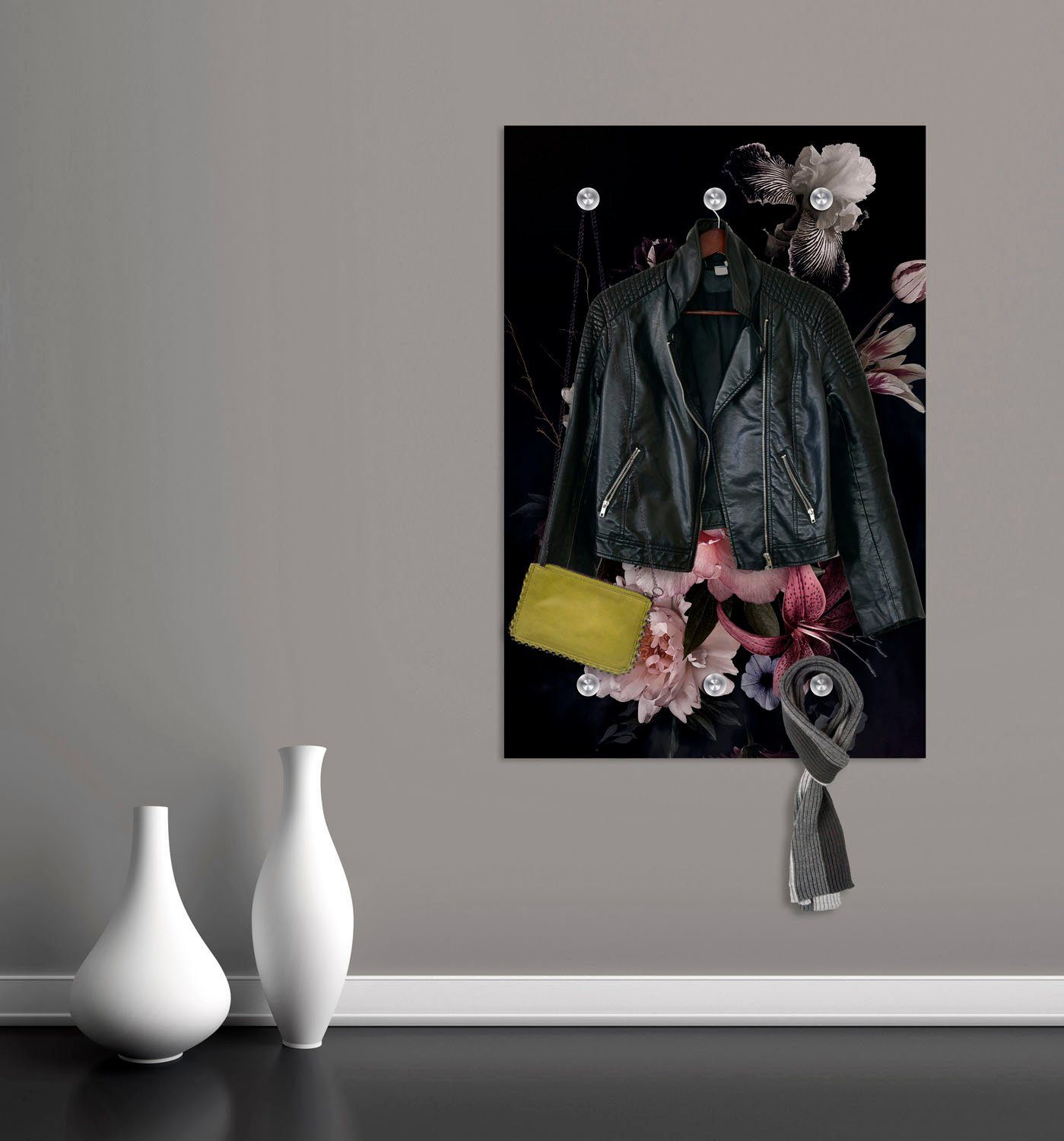 queence Garderobenleiste Blumen, mit 6 Haken, 80 x 120 cm