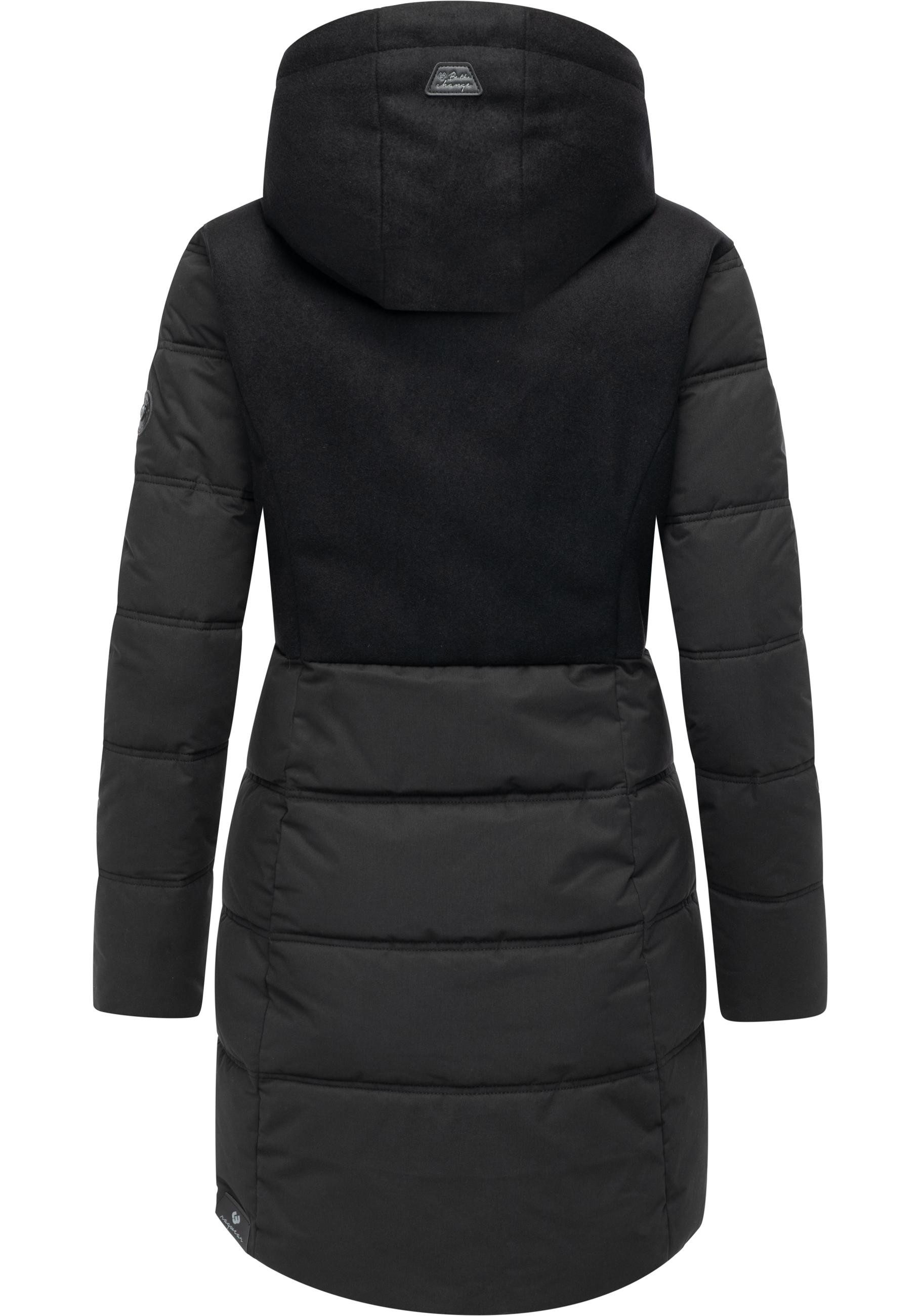 Ragwear Winterjacke Ashani Block Intl. stylischer Winterparka mit gefütterter Kapuze