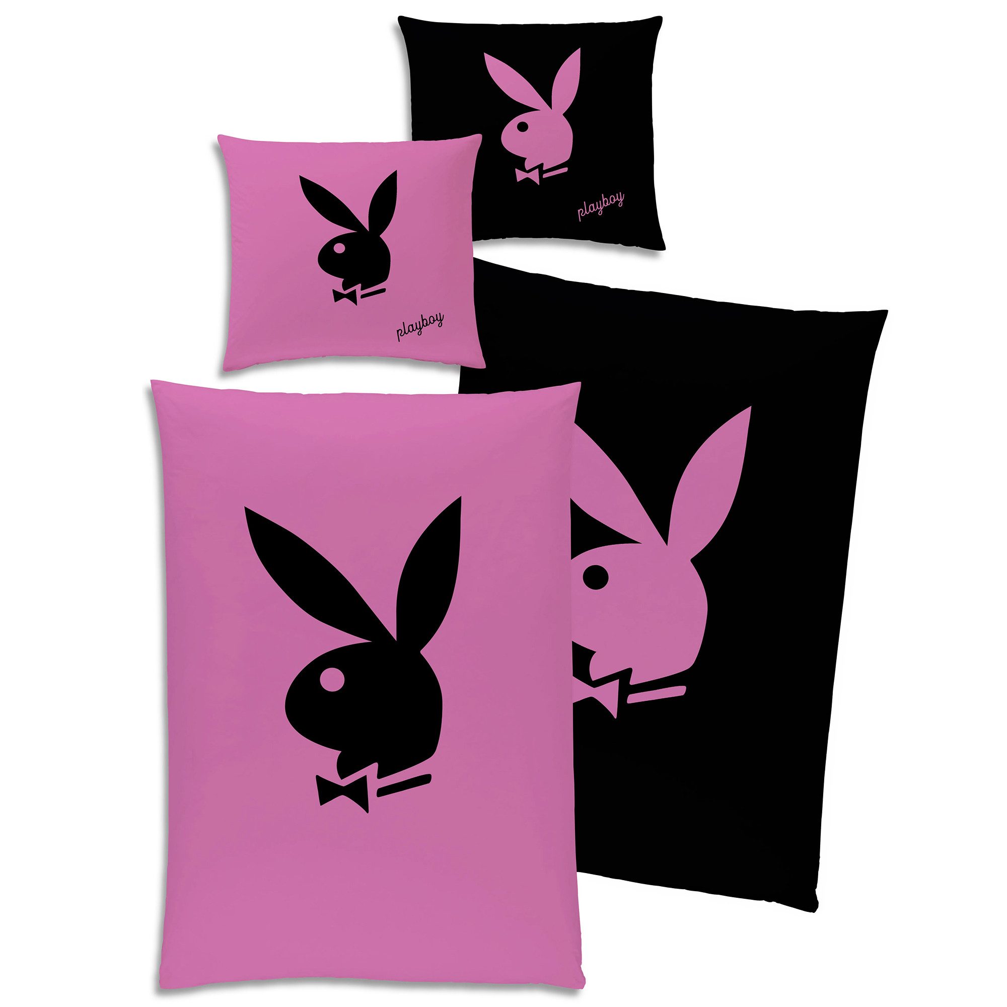 BERONAGE Wendebettwäsche Playboy Bunny Bettwäsche Linon / Renforcé, 100% Baumwolle, 2 teilig, 135x200 + 80x80 cm – Bild 4 von 5