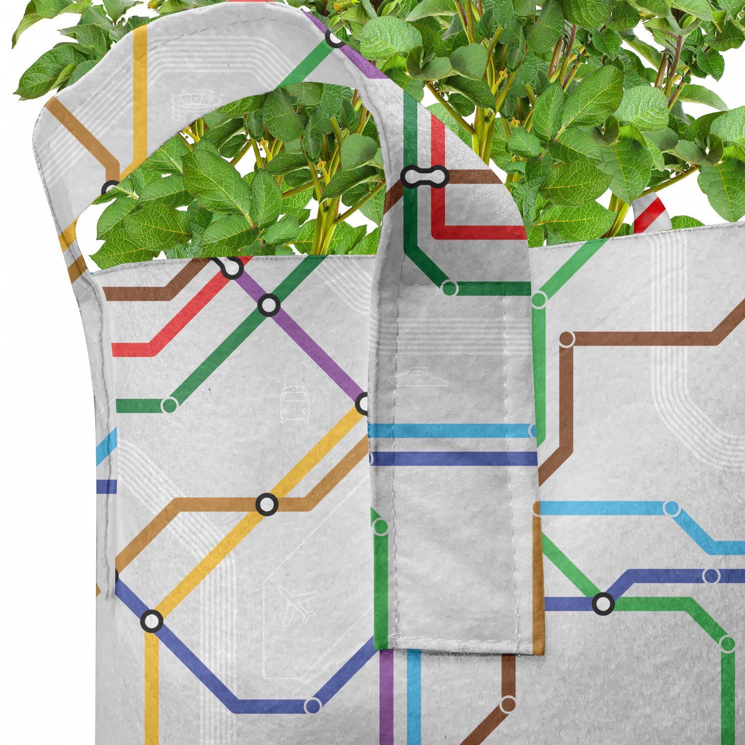 Abakuhaus Pflanzkübel hochleistungsfähig Stofftöpfe für Pflanzen, mit Striped Strecke Karte Metro Griffen Vibrant