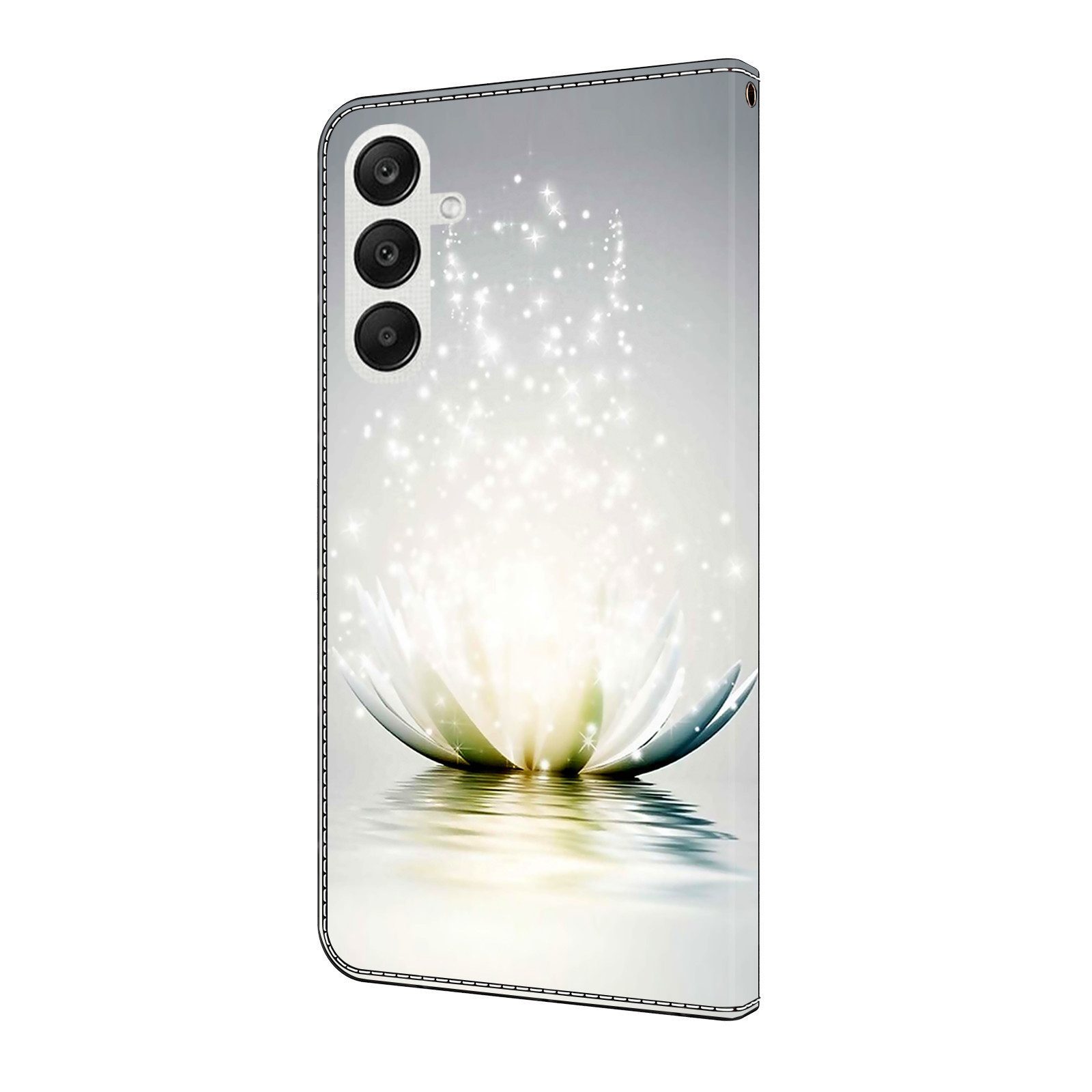 CLM-Tech Handytasche für Samsung Galaxy A57 5G Klapphülle aus PU Leder (Lotus Lampe, 1-tlg., Flip Case), Magnetverschluss, Standfunktion und Kartenfächer – Bild 4 von 5