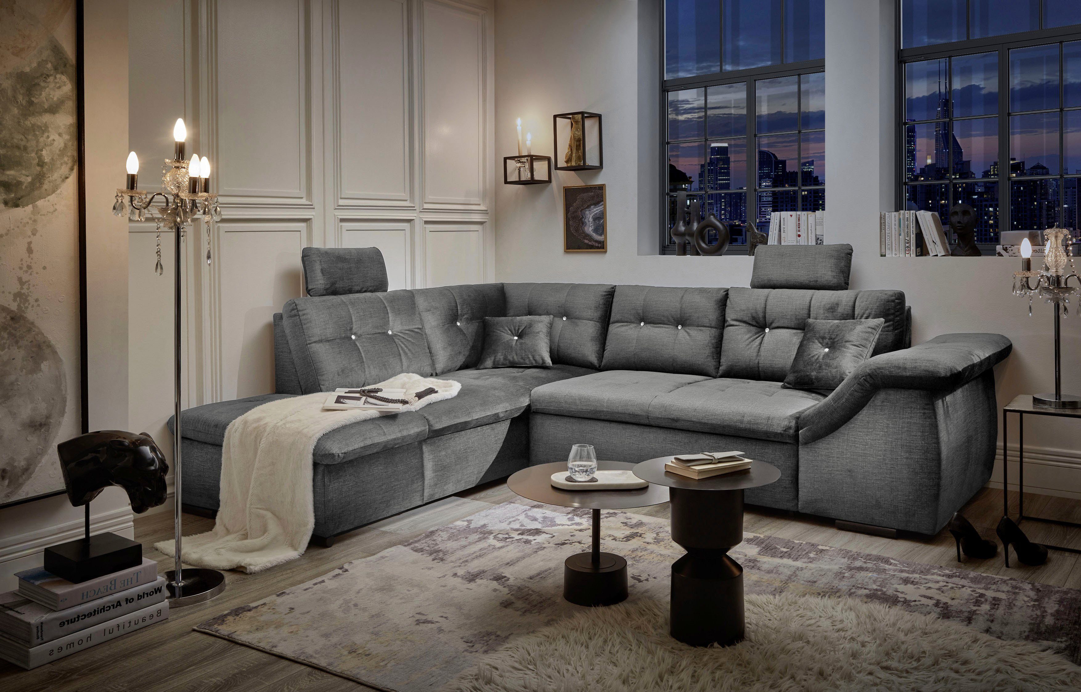 ED EXCITING DESIGN Ecksofa "Bolonia L-Form", mit Bettfunktion, Bettkasten, günstig online kaufen