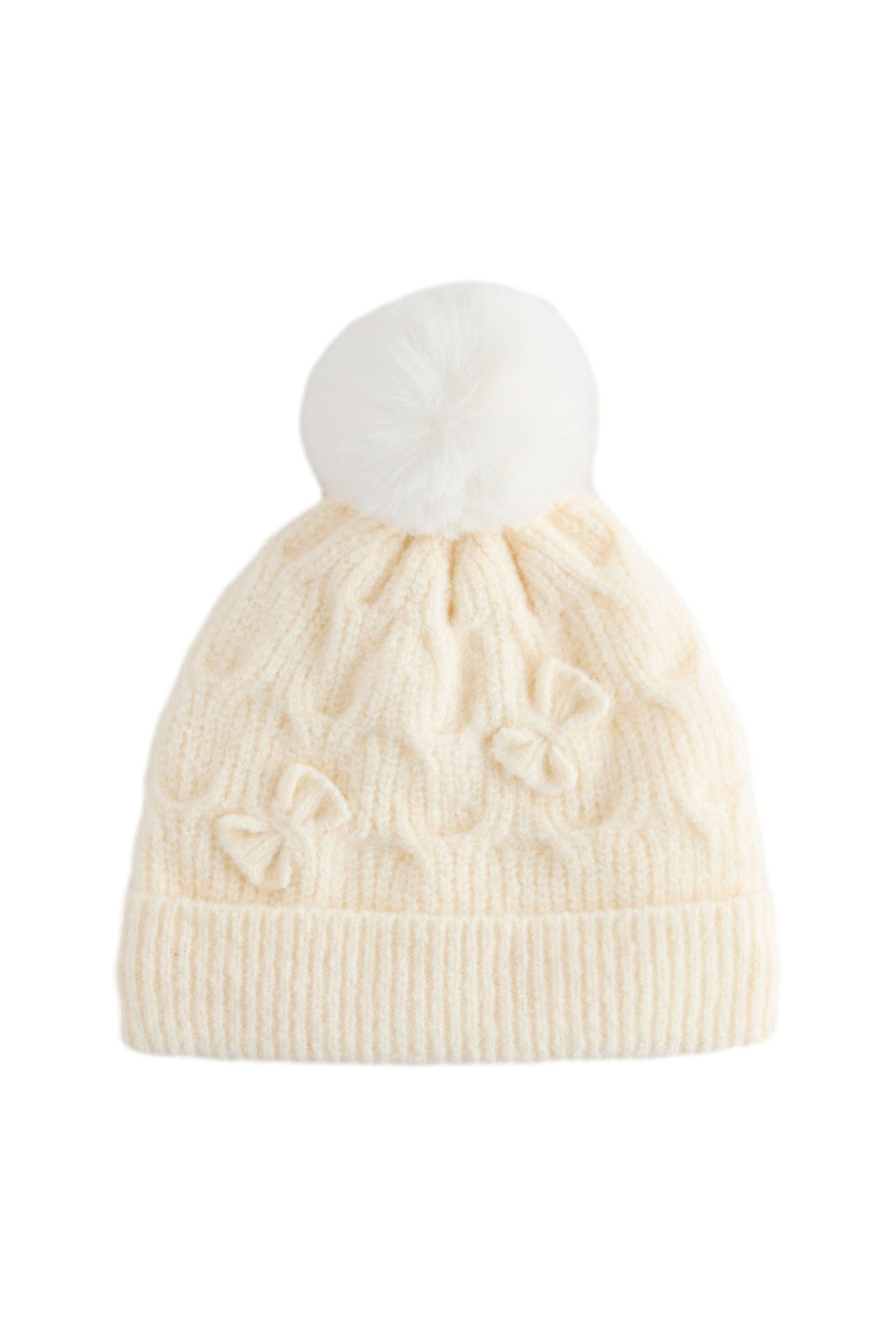 Beanie Strickmütze mit Schleife