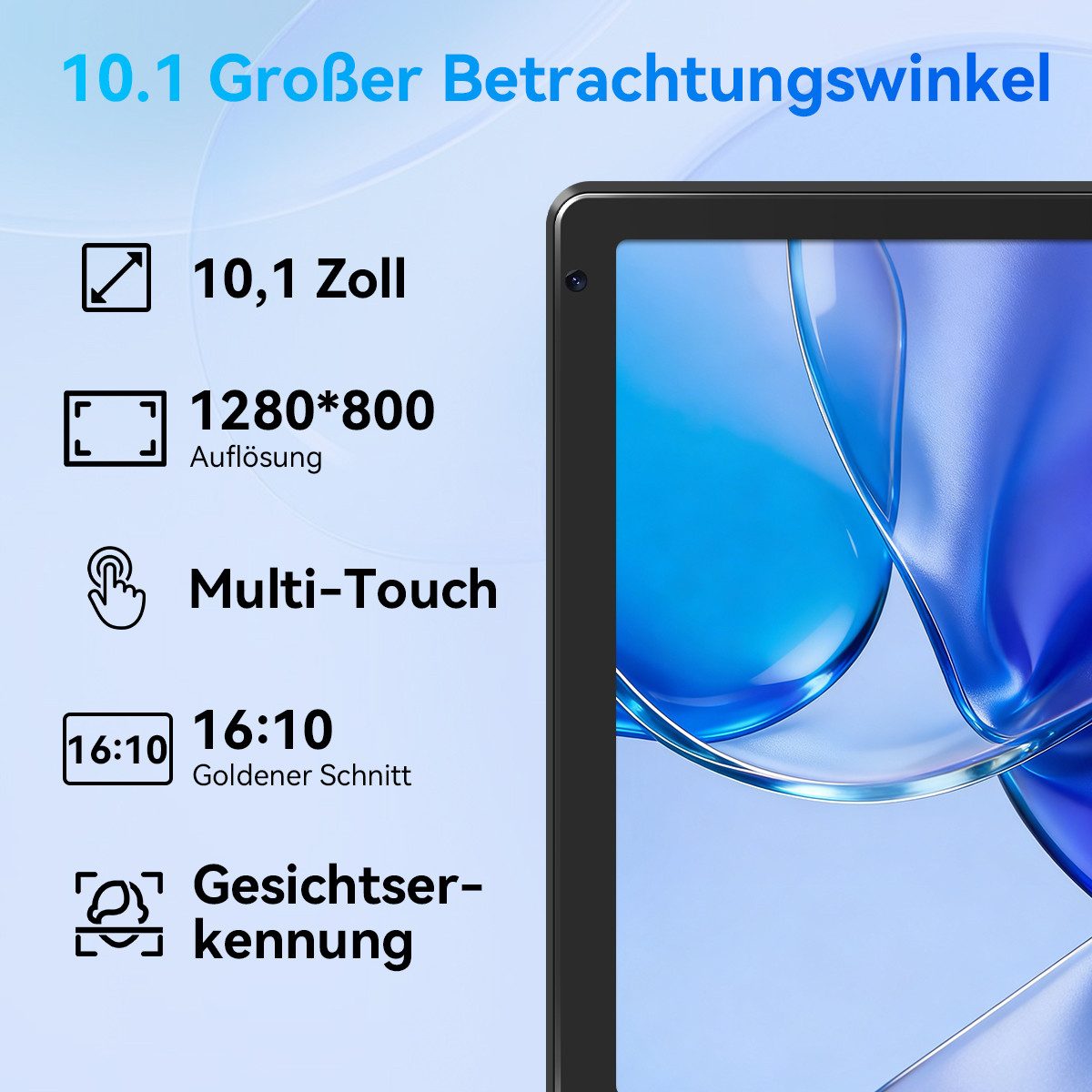 Happybe 10,1 Zoll Android, 128GB mit Tastatur Maus Stylus Hülle Set Tablet (10", 128 GB, Android, WiFi 6, 30(6+24)GB RAM, 6000mAh, WiFi 6, Android 16)