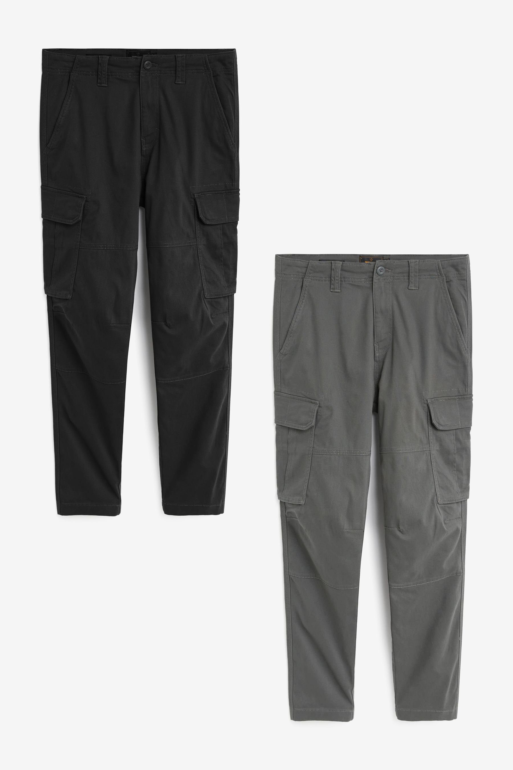 Next Cargohose Slim Fit Cargohose aus Stretchgewebe 2er-Pack (2-tlg)