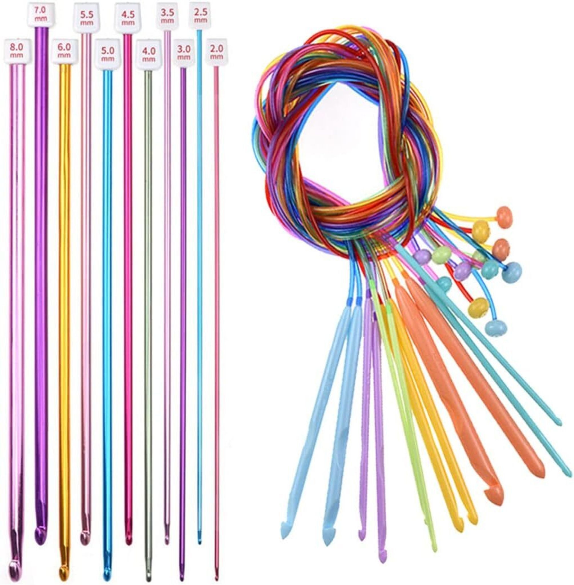FELIXLEO Häkelnadeln Häkelnadel Set 22tlg Tunesisch Afghanisch mit Kabel Perlen 2-8mm