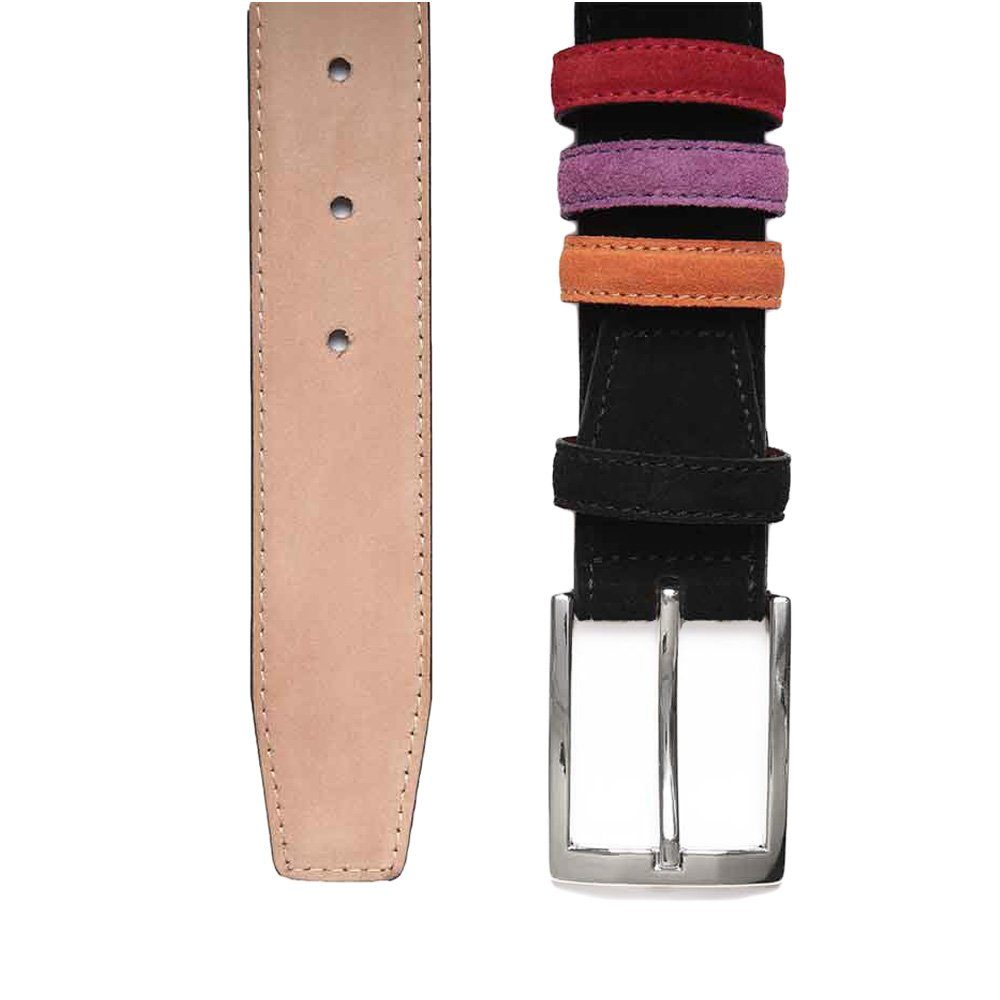 BGENTS Ledergürtel Veloursledergürtel mit Naht und drei kontrastfarbene Wechselschlaufen stylisch