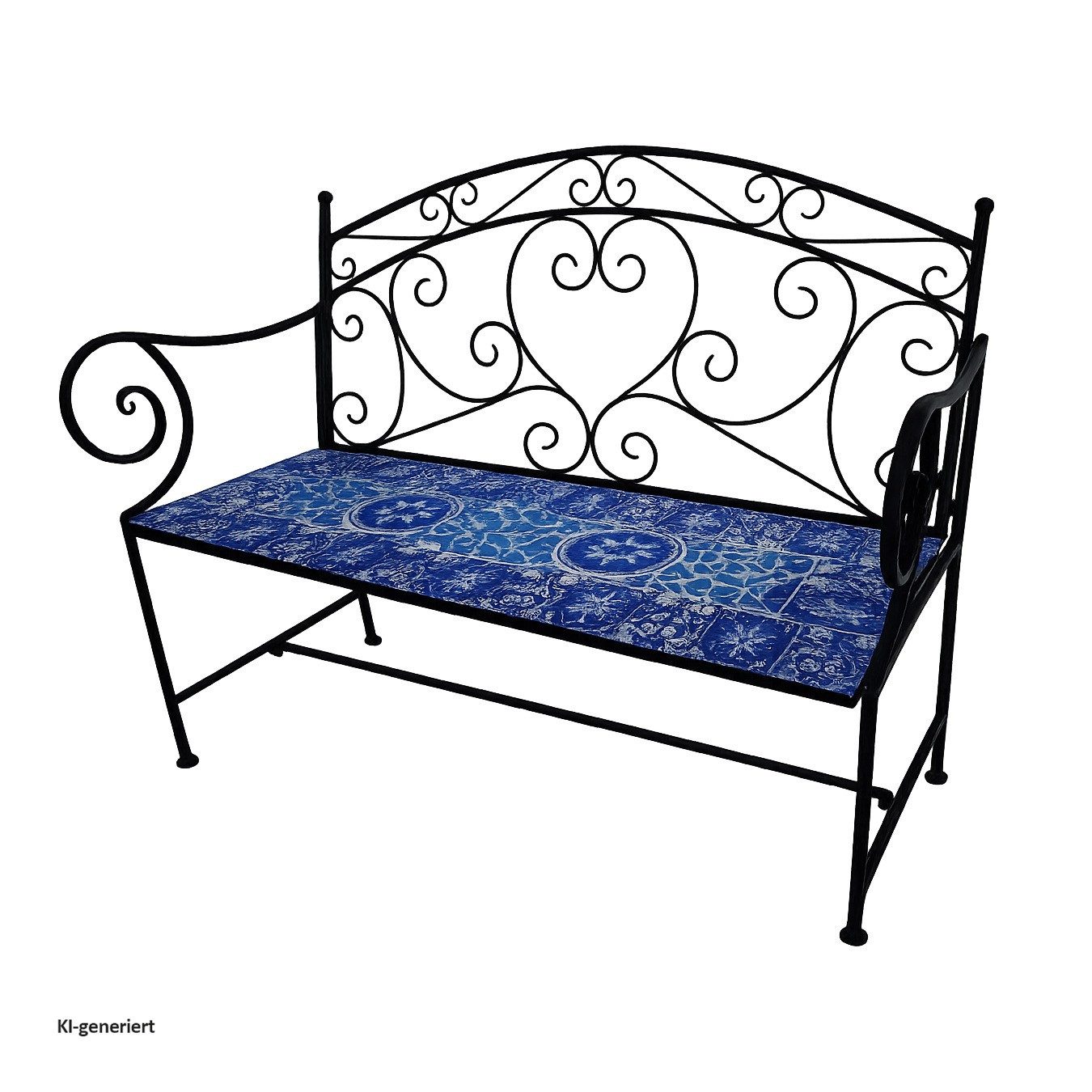 HTI-Living Gartenbank Gartenbank Metall mit Mosaik blau Sitzfläche Vintage Stil für Terrasse – Bild 5 von 5