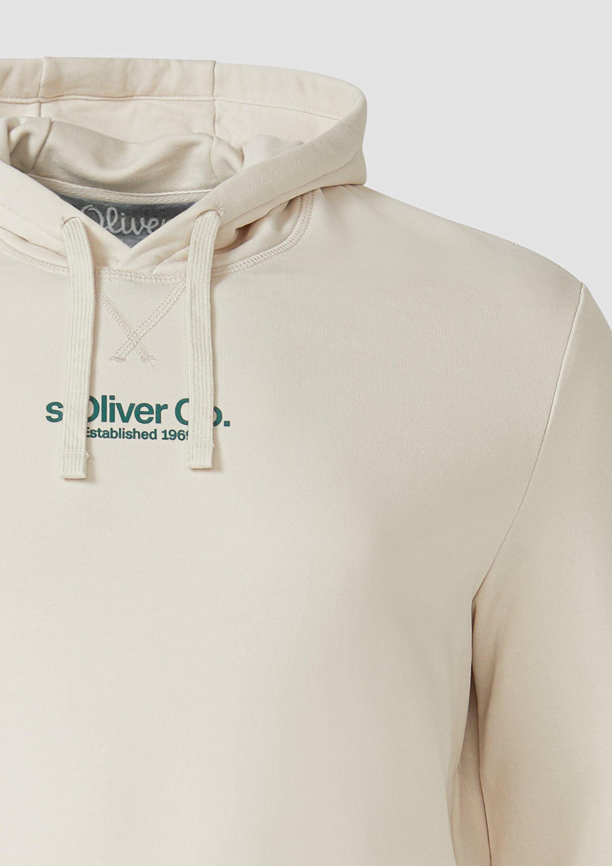 s.Oliver Sweatshirt Sweatshirt Kapuzenpullover aus Baumwollmix mit Logo-Print