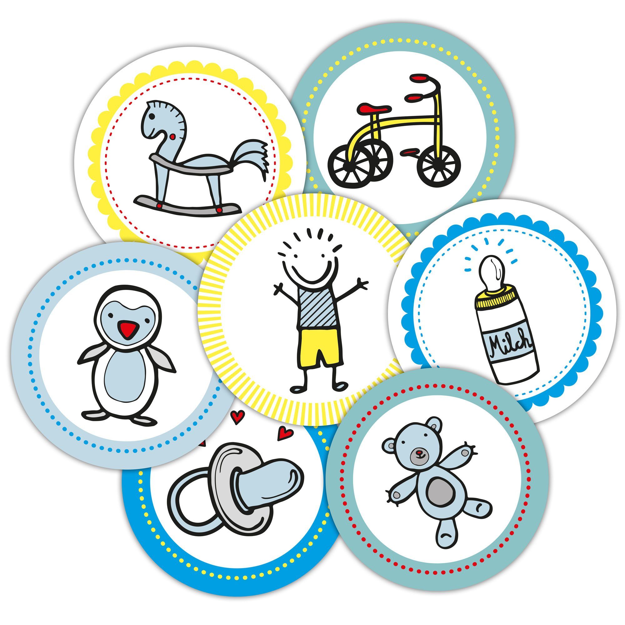 Frau WUNDERVoll Sticker 48 Aufkleber Baby Shower Junge