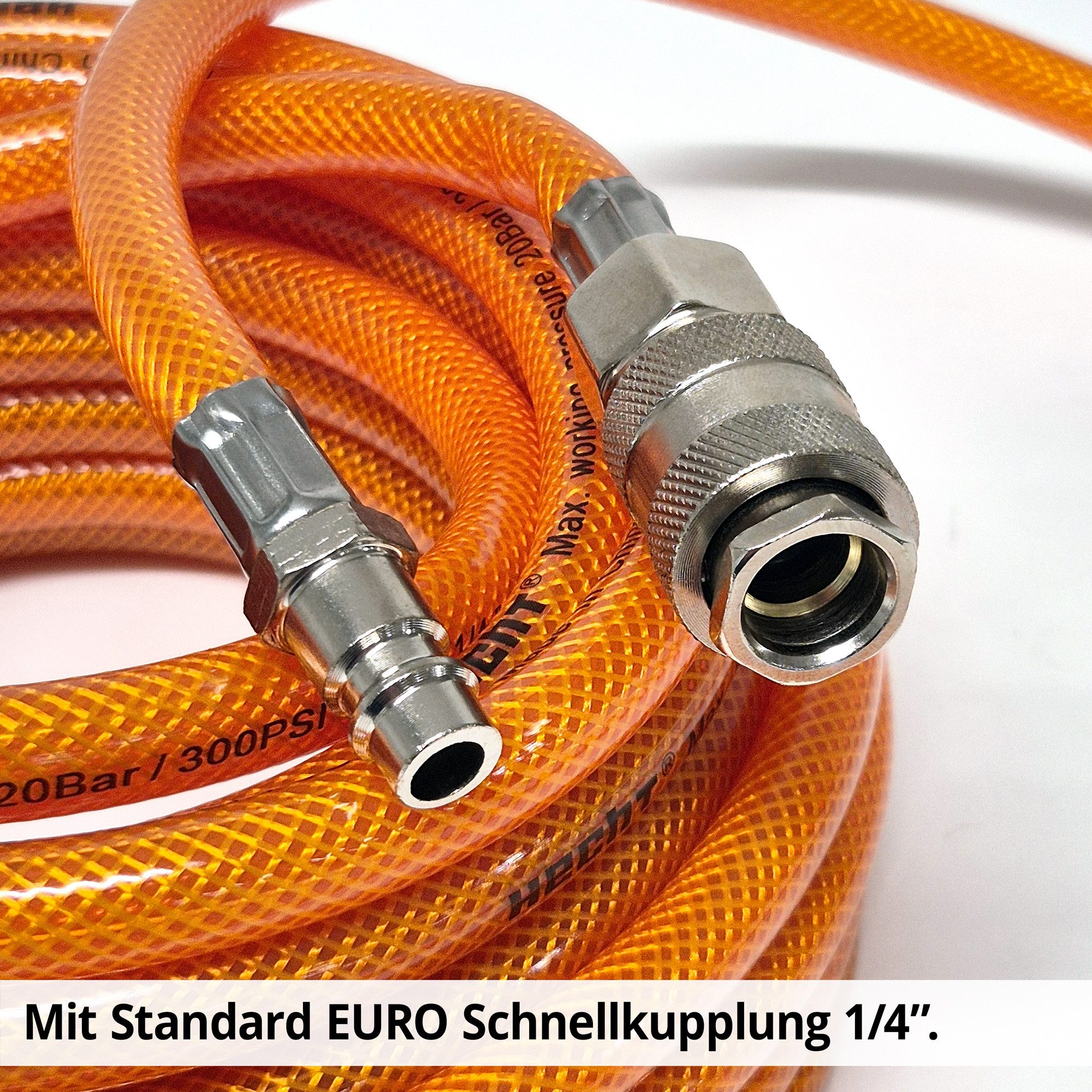 Hecht Druckluftschlauch 002075A Druckluftschlauch 10 m Kompressor, gewebeverstärkt EURO-Kupplung – Bild 5 von 5