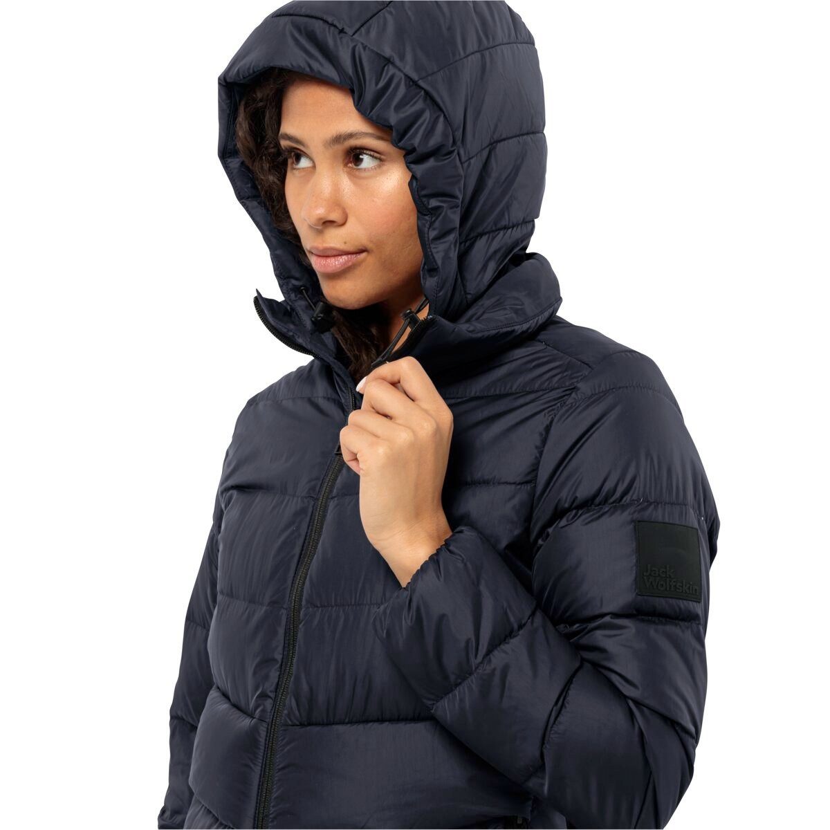Jack Wolfskin Daunenmantel Lenauplatz Coat (winddicht, wasserabweisend, atmungsaktiv) dunkelblau