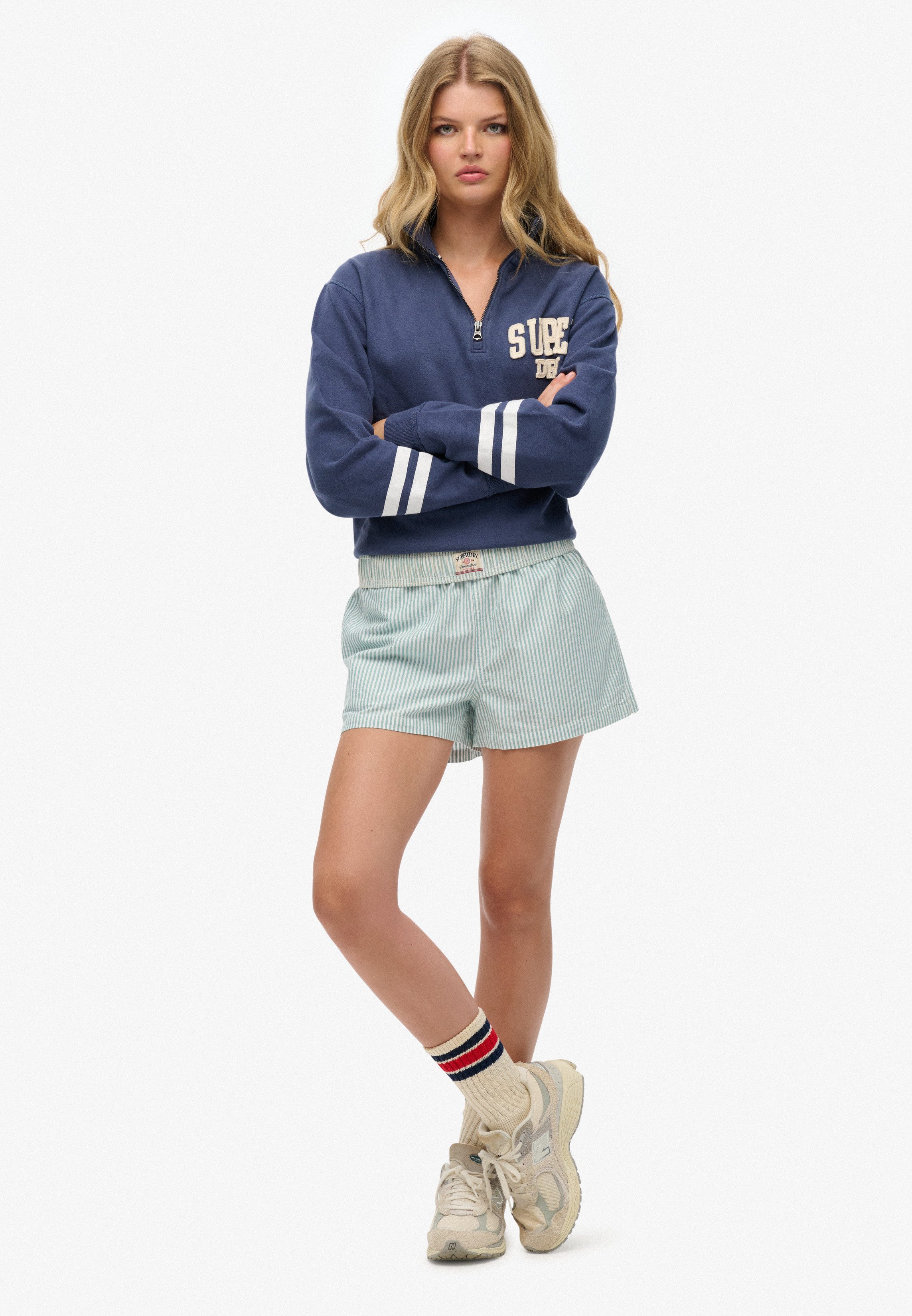 Superdry Shorts COTTON STRIPE ELASTIC SHORT aus Baumwolle, Regular Fit, mit Gummizug, pflegeleichtes Webmaterial
