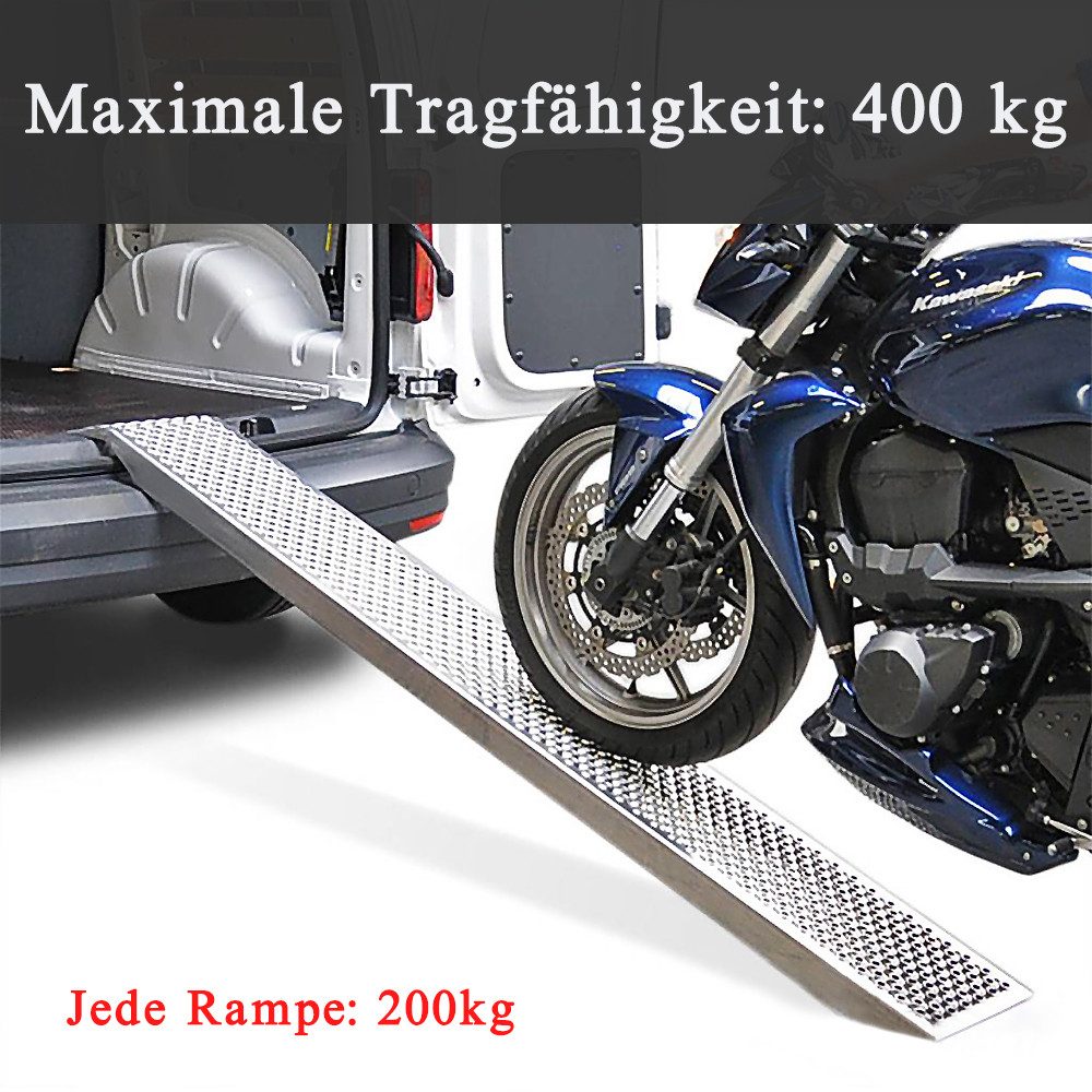 FIVMEN Auffahrrampe Laderampe Verladerampe 2 x Rollstuhlrampe Stahl Motorradrampe Rampe (135cm / 160cm), für PKW, Anhänger, Treppe, Fahrrad Max 400 kg – Bild 4 von 5