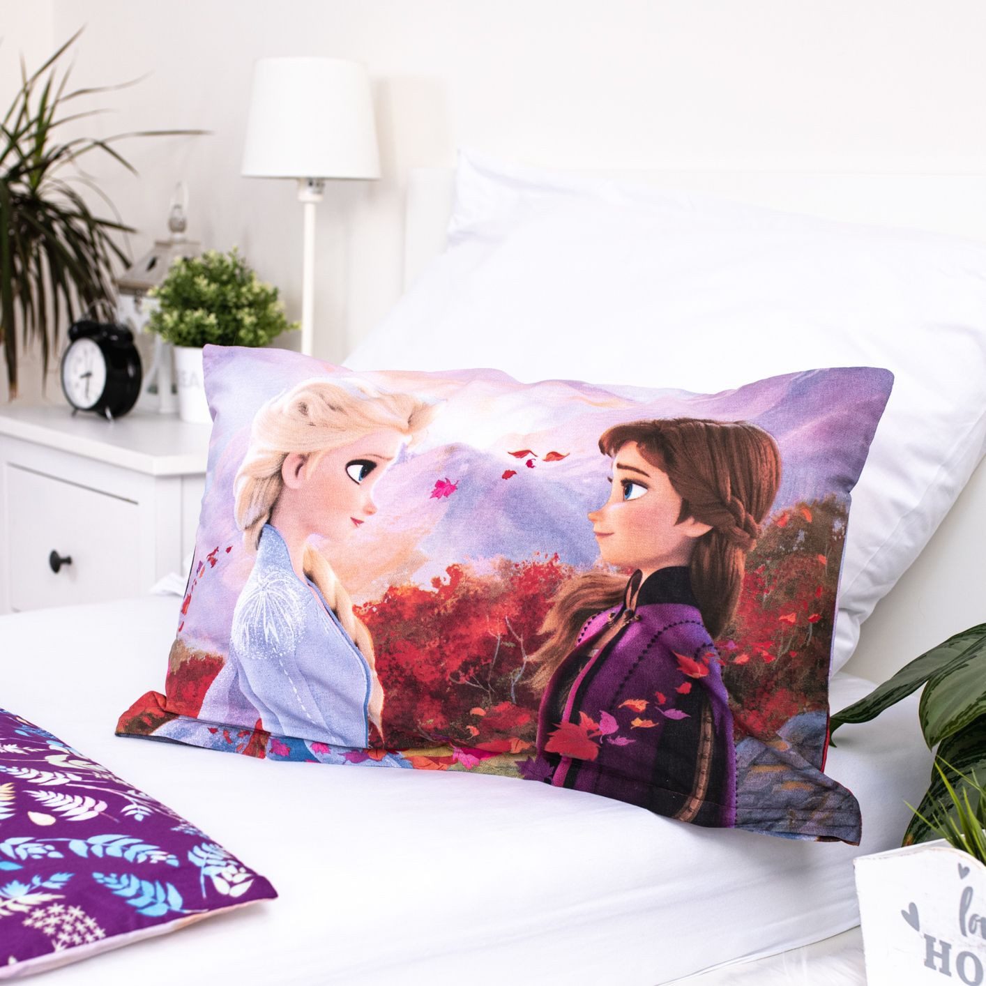 Disney Frozen Kinderbettwäsche Wendebettwäsche Disney Frozen 2 Anna Elsa Olaf 100x135 + 40x60 cm, Baumwolle, 2 teilig