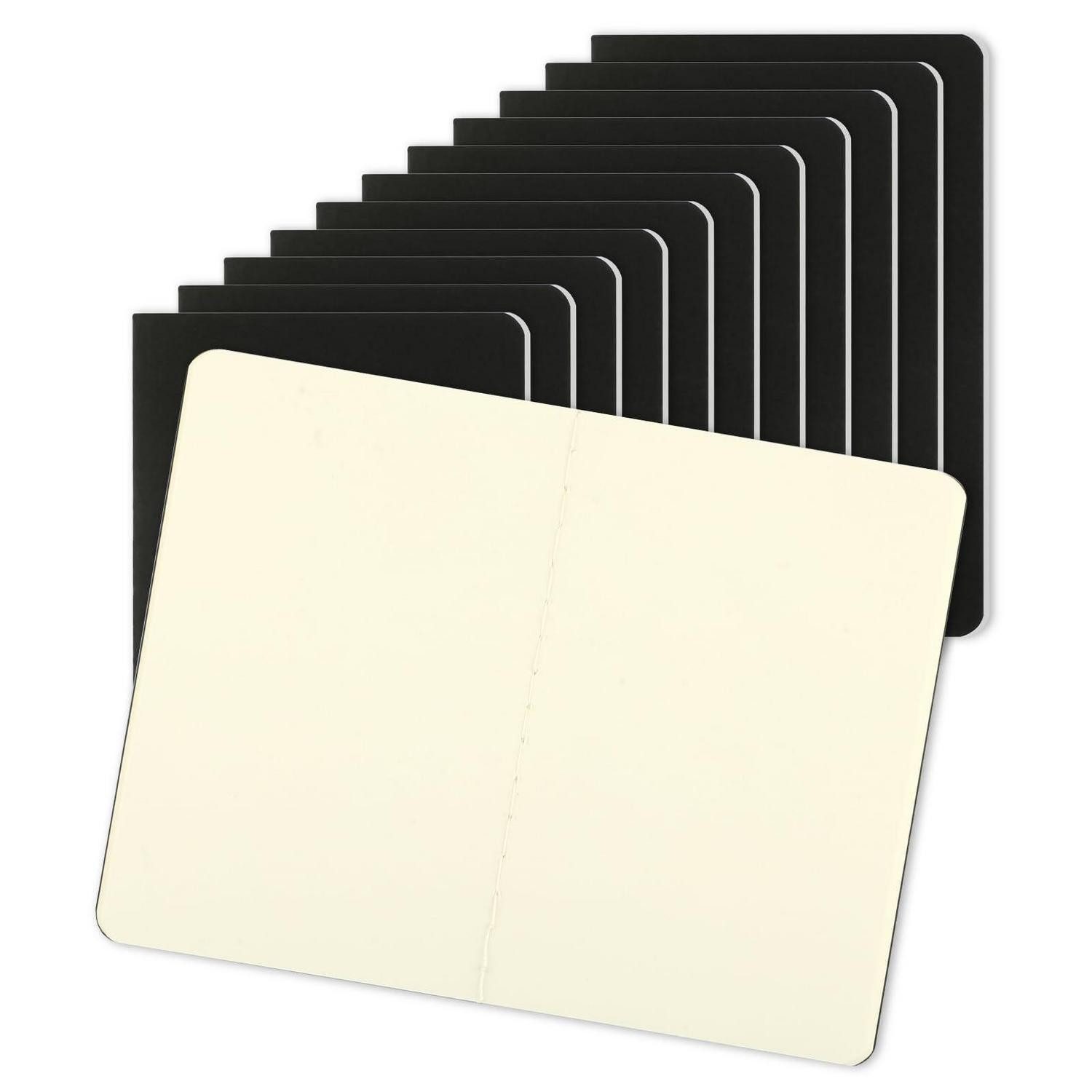 LuxusKollektion Notizblock Notizbuch A5 Blanko 12er Set Schwarz