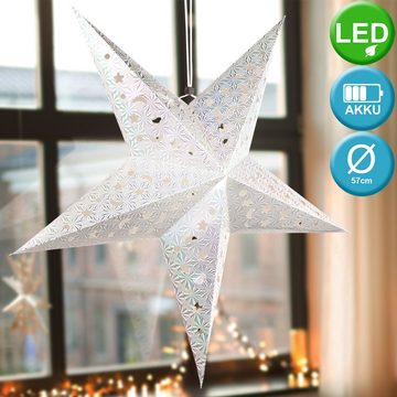 etc-shop LED Dekolicht, 2er Set LED X-MAS Hänge Lampen Papier Sterne Wohn Zimmer Weihnachts