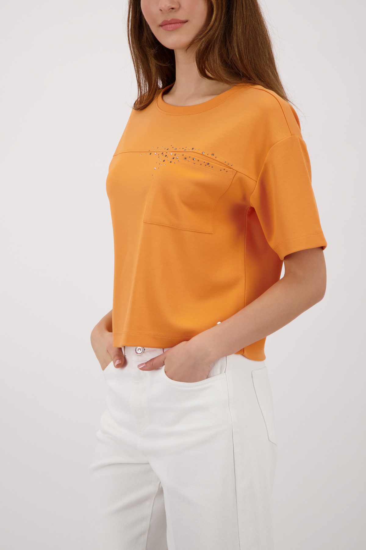 Monari Sweatshirt Basic Tasche+Schmuck Regular fit mit Strasssteinen günstig online kaufen