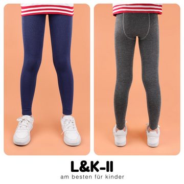 L&K-II Strickstrumpfhose 2767 (5er-Pack) Jungen/Mädchen Leggings ohne Füße Knöchellang aus Baumwolle