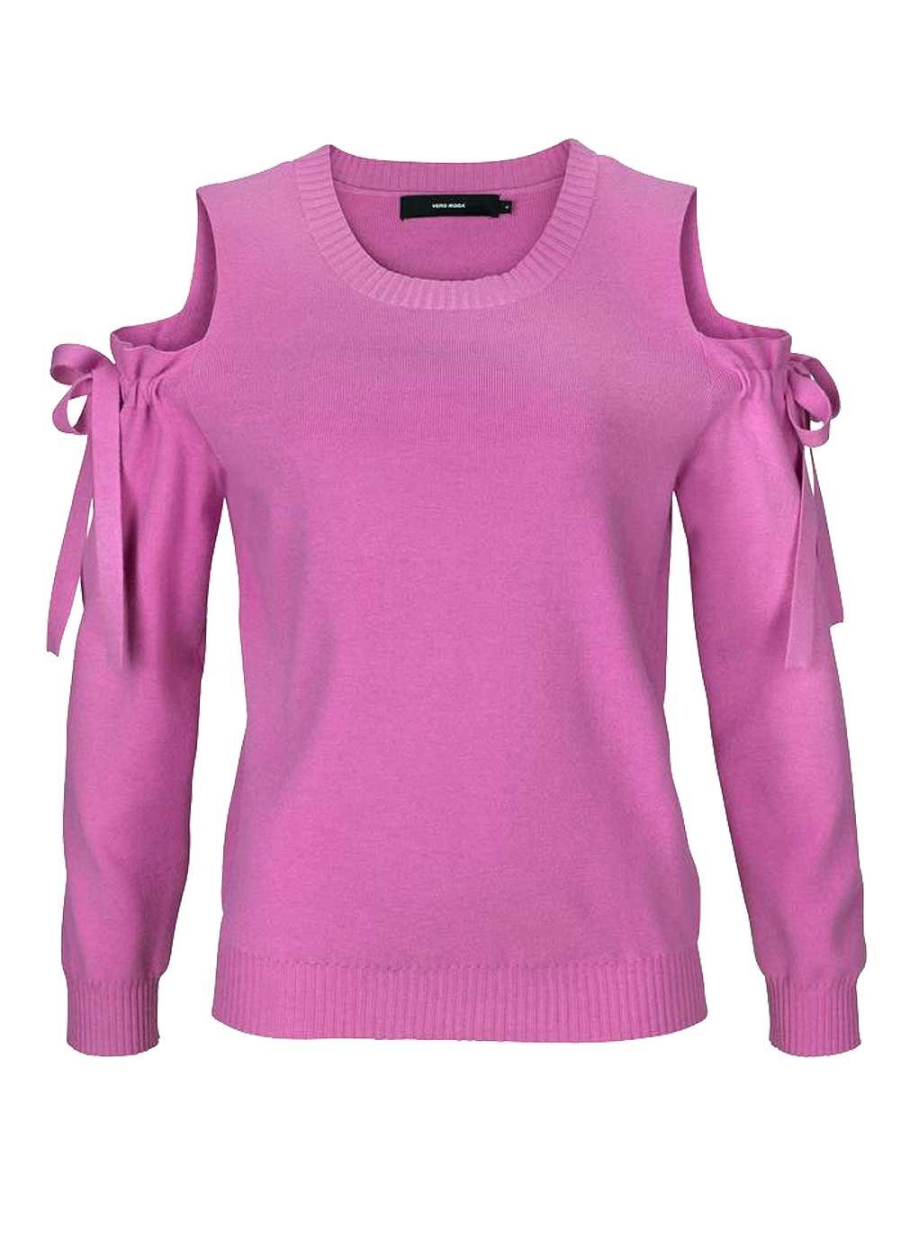 immunisering Pioner tyk Vero Moda Wickelpullover Vero Moda Damen Marken-Pullover mit Cut-Outs, pink