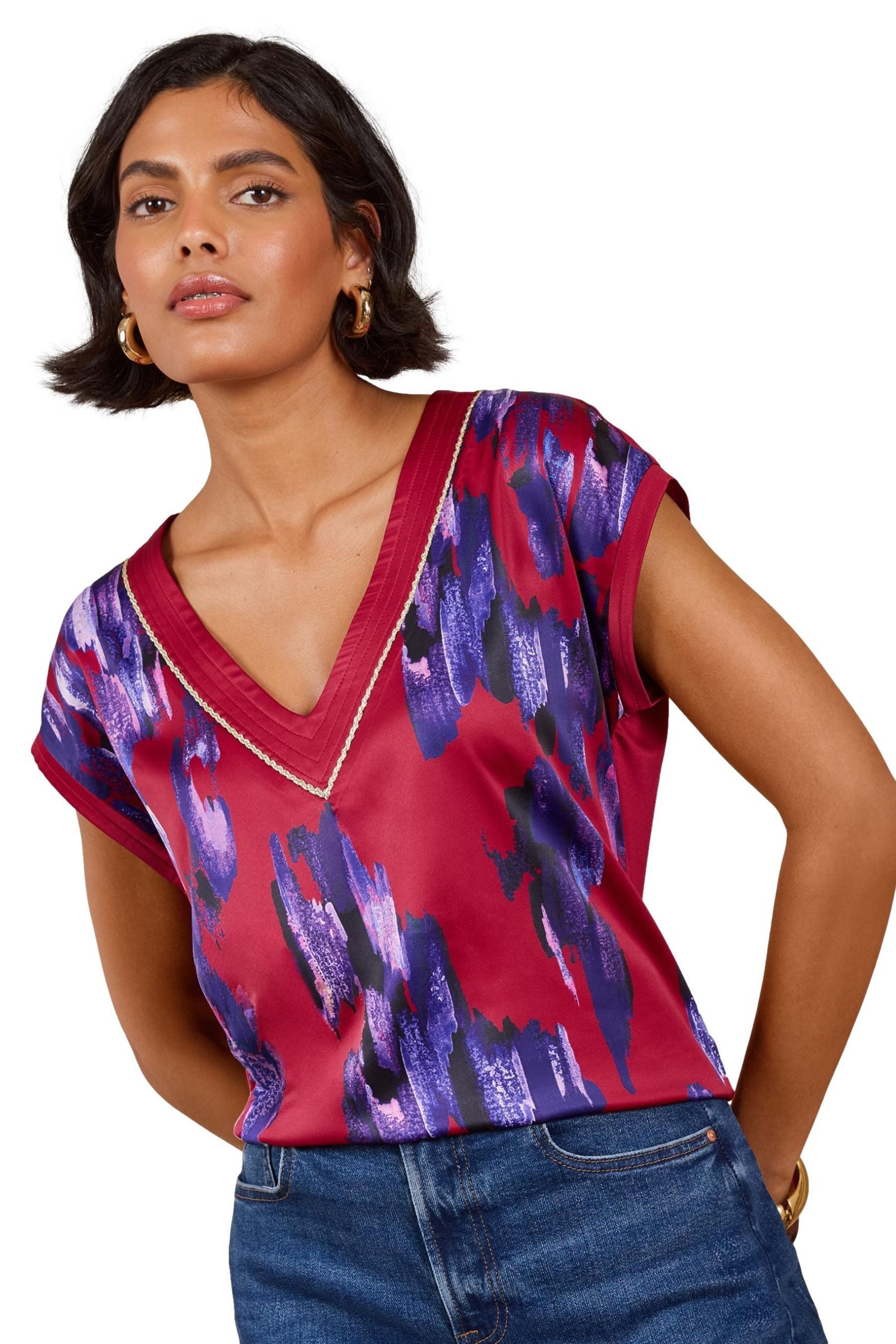 Love & Roses V-Shirt Love & Roses T-Shirt mit Satin-Front und (1-tlg)