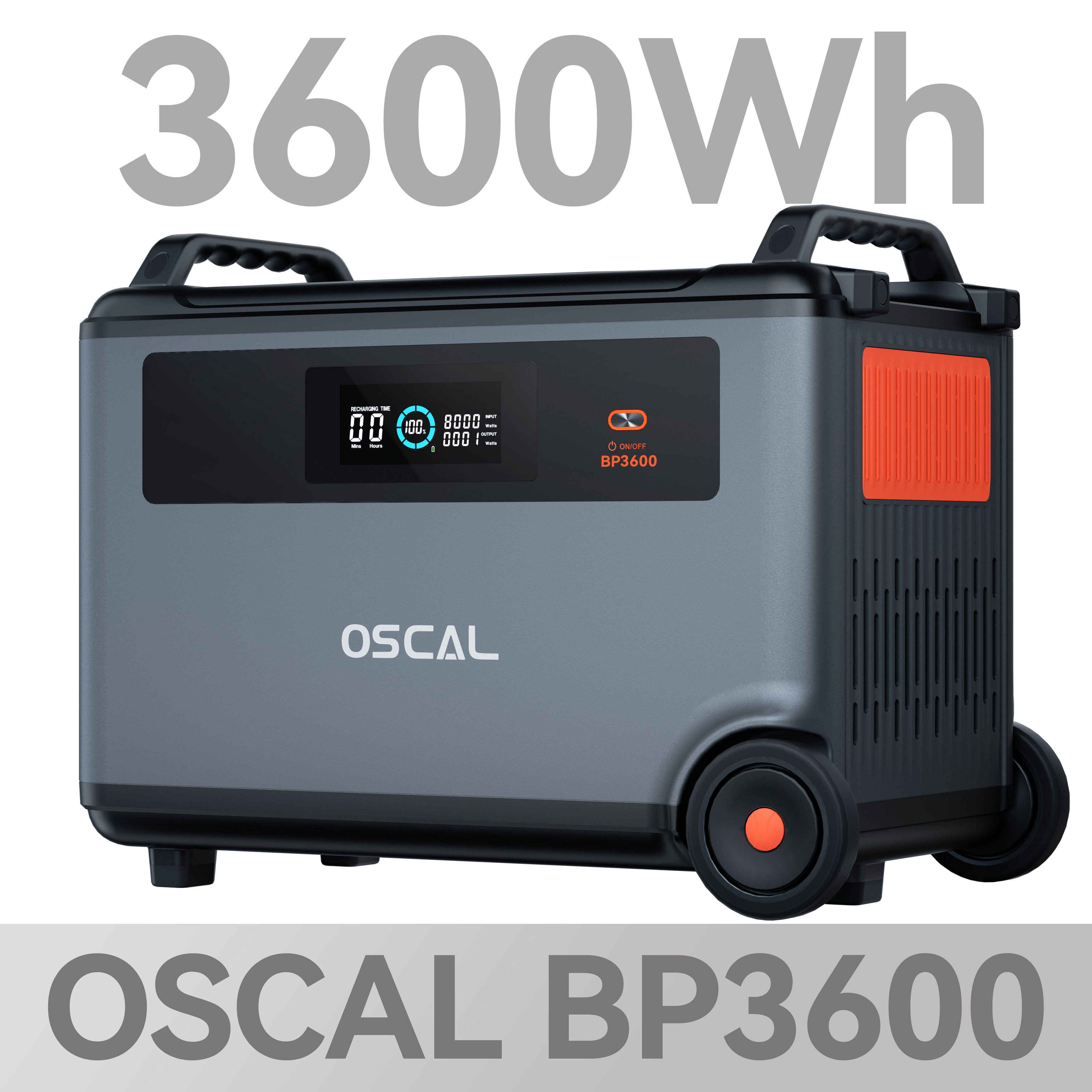 OSCAL Stromerzeuger Stromerzeuger PowerMax 6000 6000W/3600Wh Tragbare Powerstation, 3,60 in kW, 3600Wh, 14 Anschlüsse, DC/AC-Wechselrichter, LiFePO4 Solarspeicher