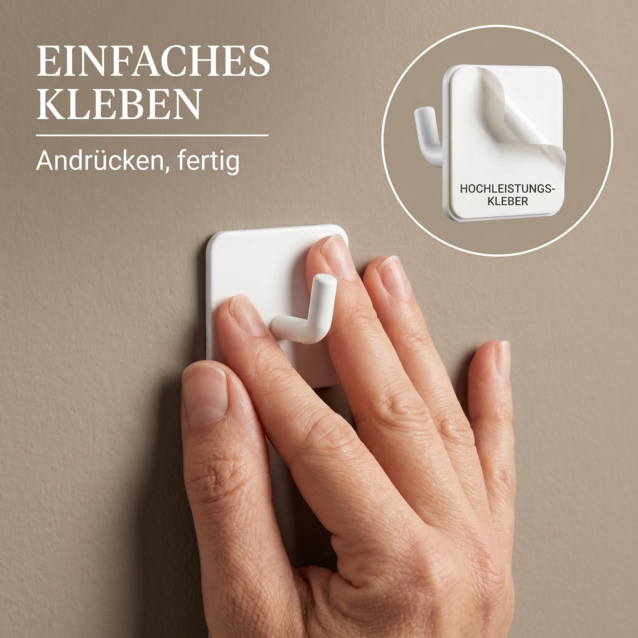 DEKAZIA Klebehaken ohne Bohren, selbstklebende Badhaken, Handtuchhaken, Badezimmer, Küche, WC, Schlafzimmer, (4er oder 8er Set, 4-St), Hacken, Küchenhaken, Hand – Bild 2 von 5