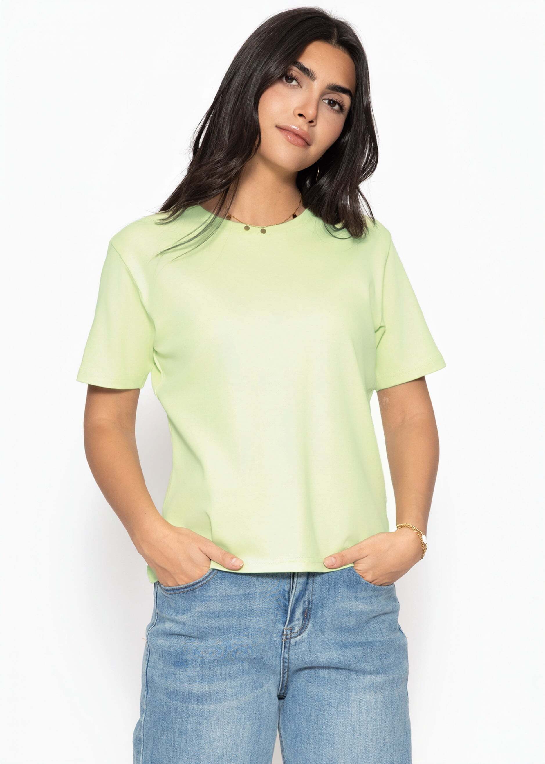 SASSYCLASSY T-Shirt Rundhals T-Shirt für Damen Legeres Top aus Baumwolle in lockerer Passform