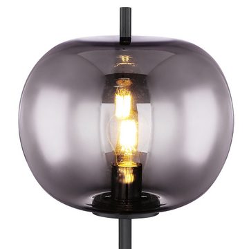 etc-shop Stehlampe, Leuchtmittel nicht inklusive, Vintage Standleuchte Glas Lampenschirm Stehlampe Rauchglas Kugel