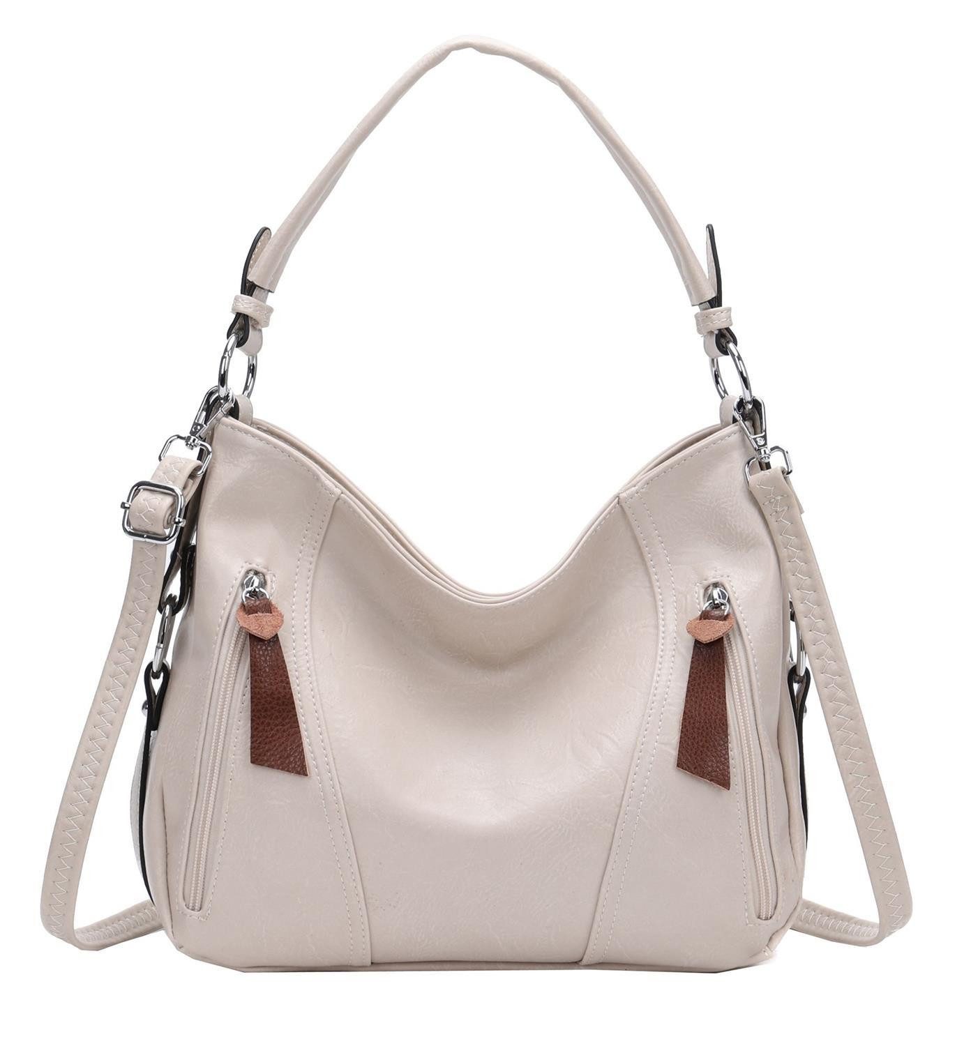 ITALYSHOP24 Schultertasche Damen Tasche Shopper Hobo-Bag Crossbody CrossOver, als Handtasche, Umhängetasche, Shopper tragbar