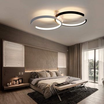 ZMH Deckenleuchte 55cm Wohn- Ess- Schlaf- Badelampe weiß&schwarz Eisen, dimmbar, LED fest integriert, LED Deckenlampe, max 37W dimmerbar