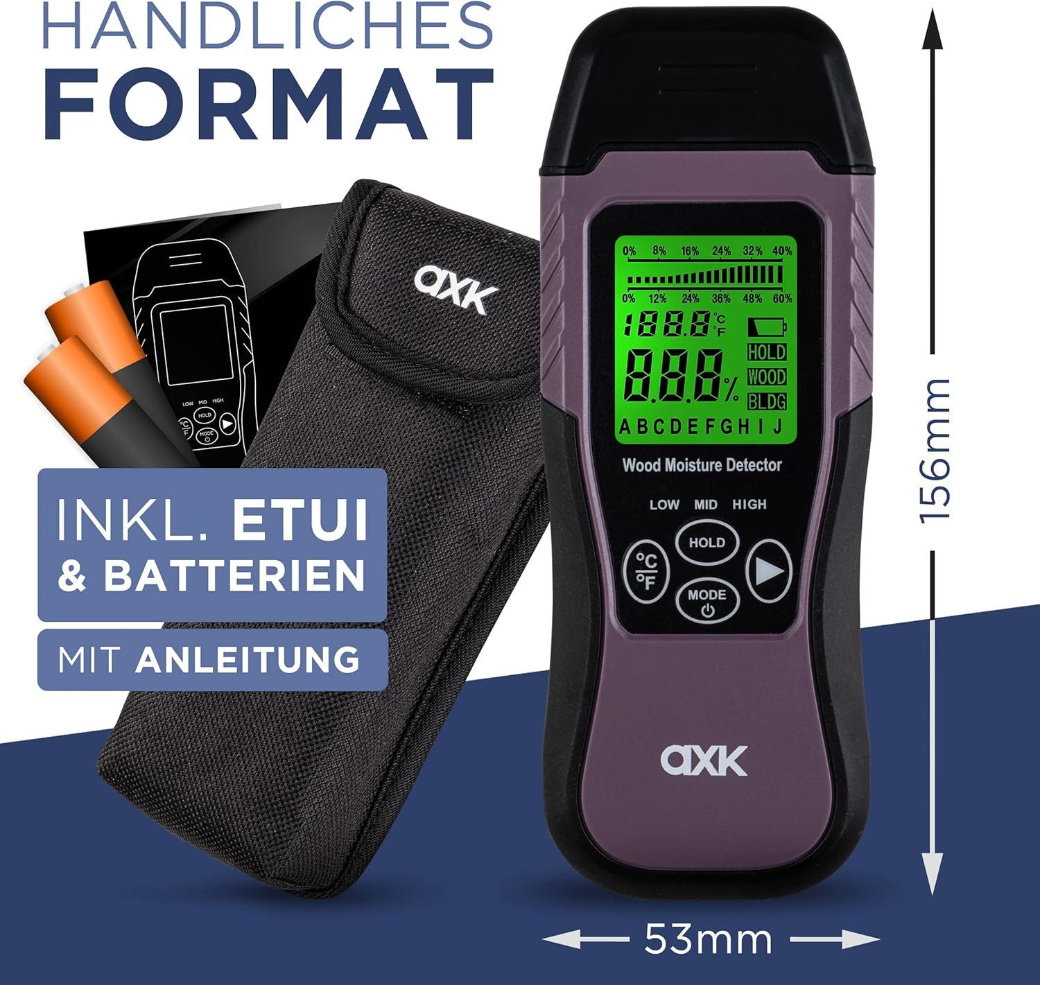 Waidmeister Feuchtigkeitsmesser Waidmeister Feuchtigkeitsmessgerät - Präziser Feuchtigkeitsmesser, (1-St), für Holz, Baustoffe, Wände, Estricht, Mauerwerk