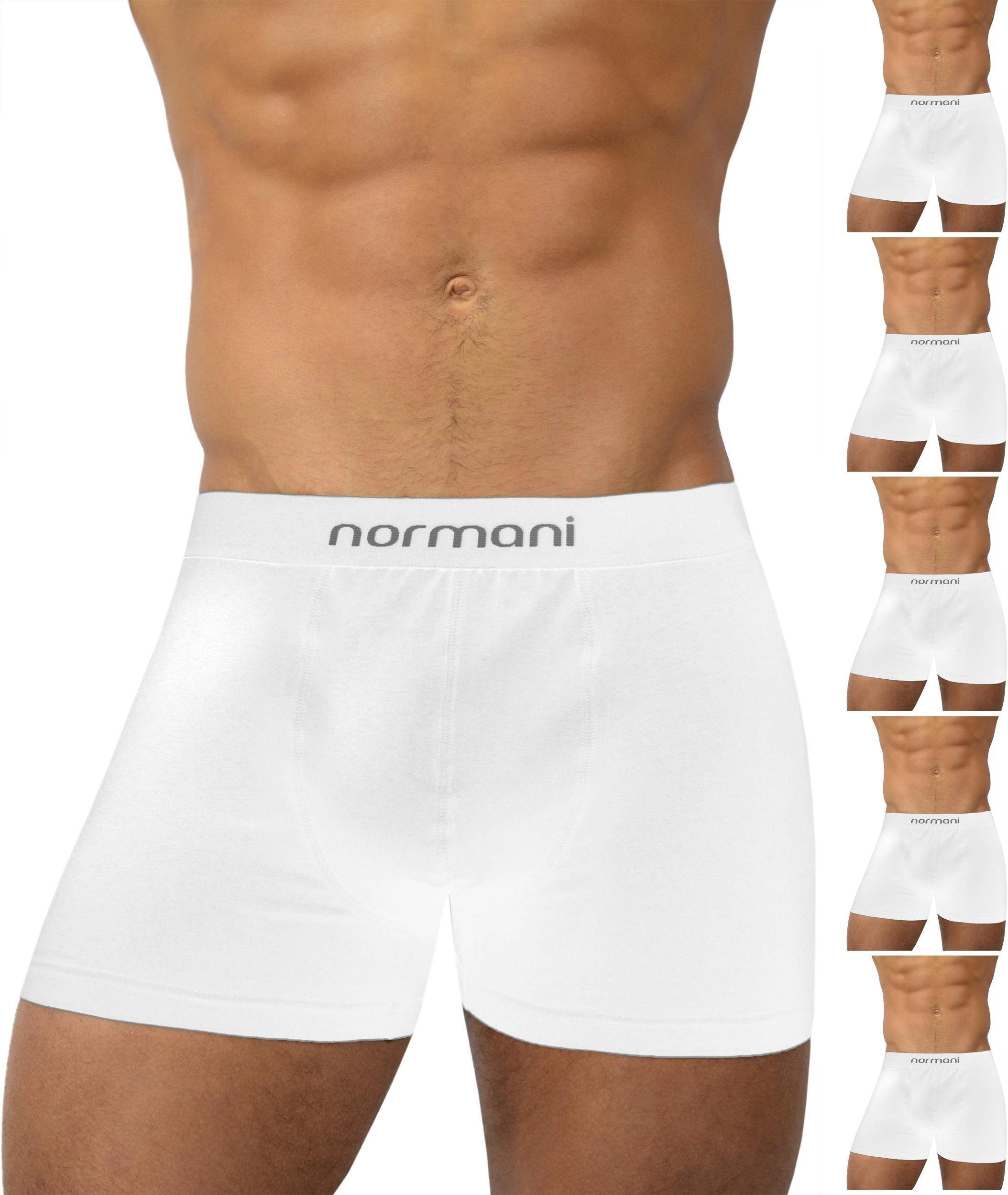 normani Retro Boxer 6 Stück Retro Boxershorts aus Baumwolle Unterhose aus atmungsaktiver Baumwolle Basic White