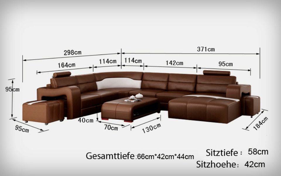 Ledersofa Ecksofa, Ecksofa JVmoebel Wohnlandschaft Design Modern Sofa Couch Eck