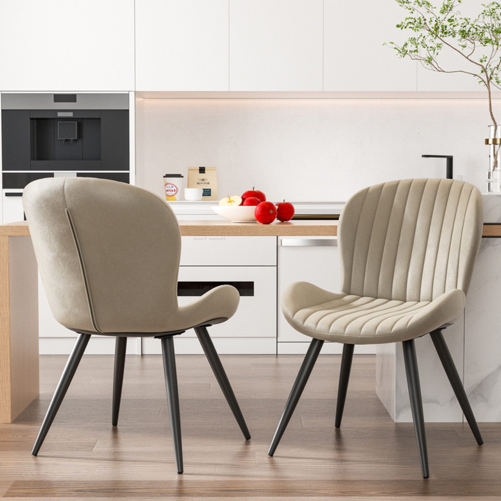 HawthyHome Esszimmerstuhl 2er Set Polsterstuhl mit Armlehnen & Metallbeinen günstig online kaufen