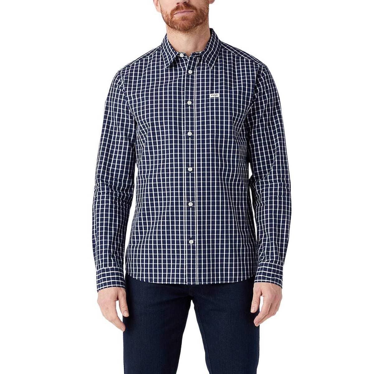 Karohemd Hemd Wrangler 1Pocket, G M, F true navy