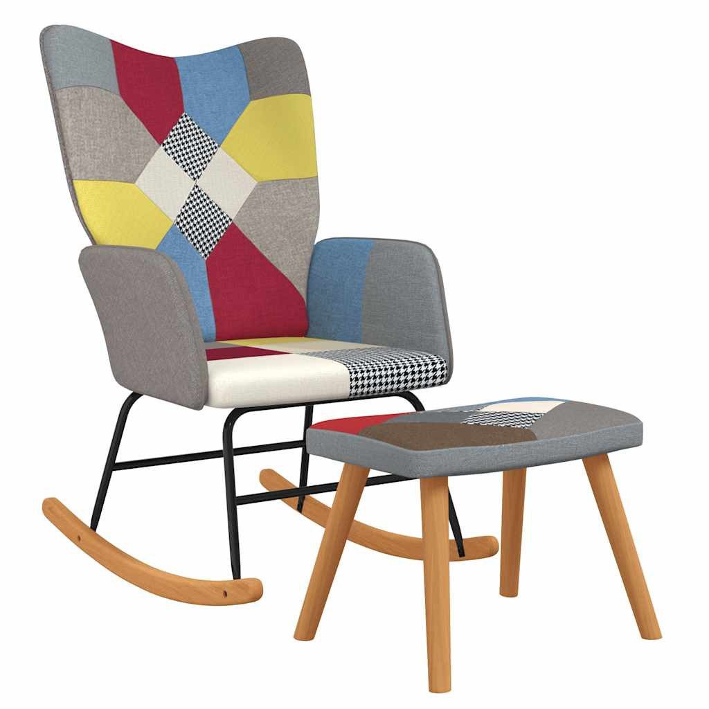 vidaXL Schaukelstuhl Schaukelstuhl mit Hocker Patchwork günstig online kaufen