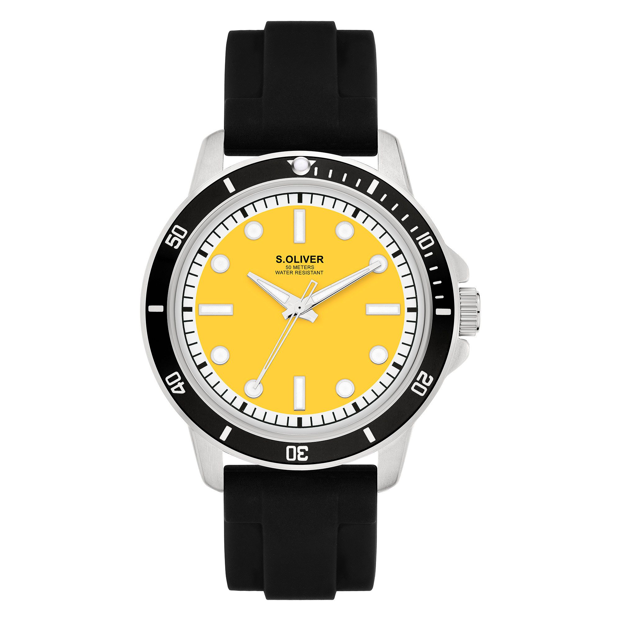 s.Oliver Quarzuhr Elegant Silicone SO-4422-PQ, Armbanduhr, Herrenuhr, Silikonarmband, analog