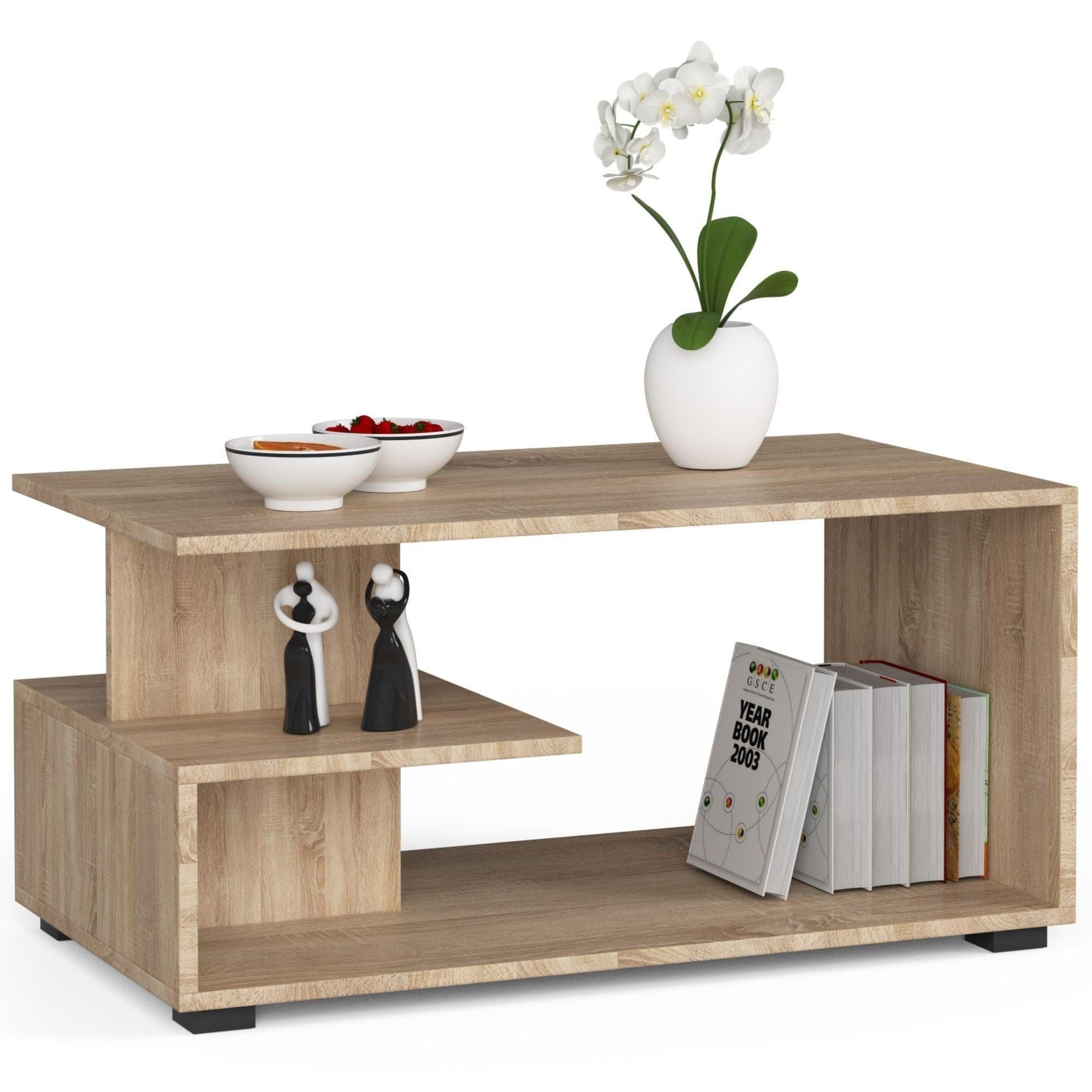 Milord FURNITURE Couchtisch Holz 90x45x51 cm Wohnzimmertisch (Sofatisch, einfacher Aufbau)
